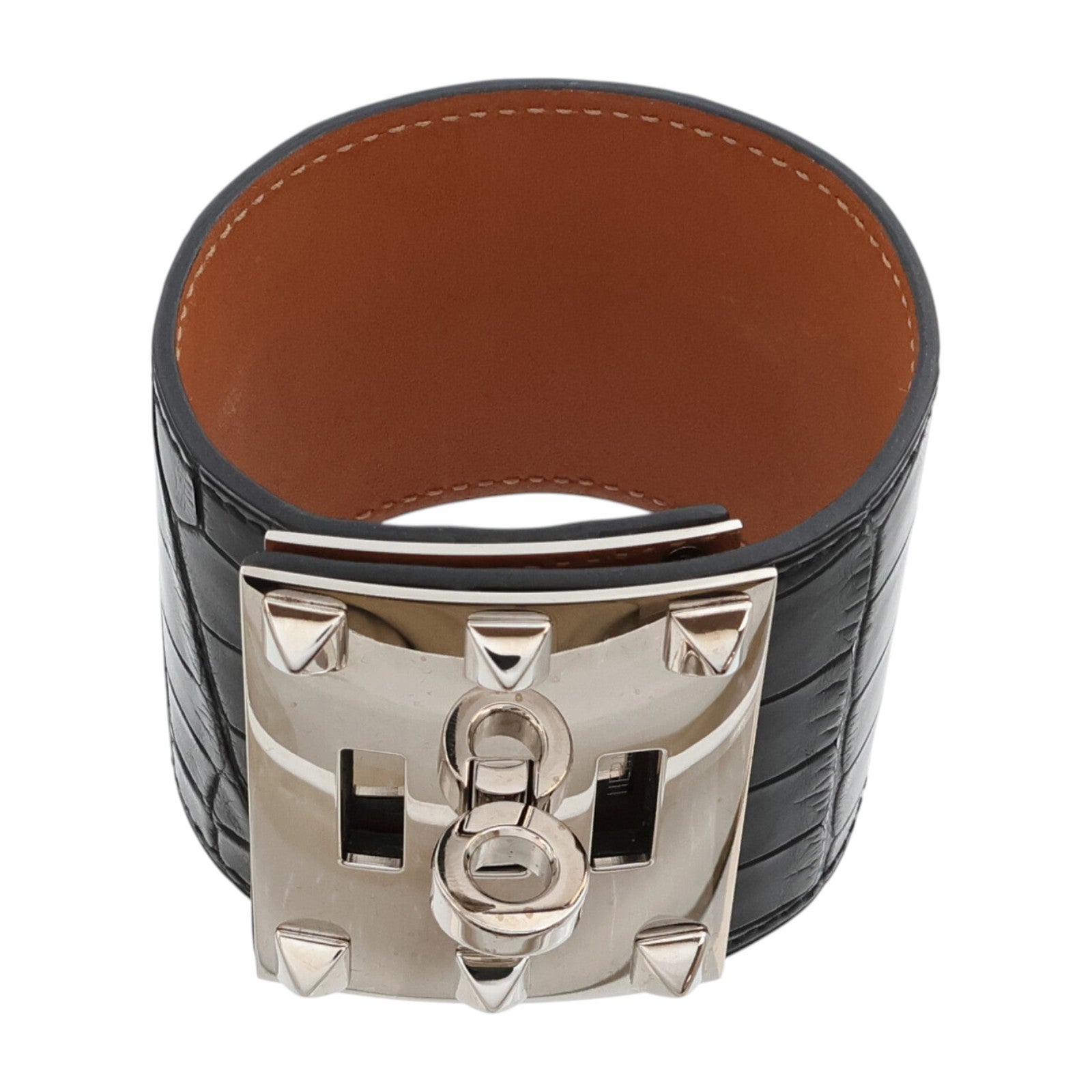 HERMES 鱷魚皮革Kelly Dog Extreme Bracelet手鐲Noir