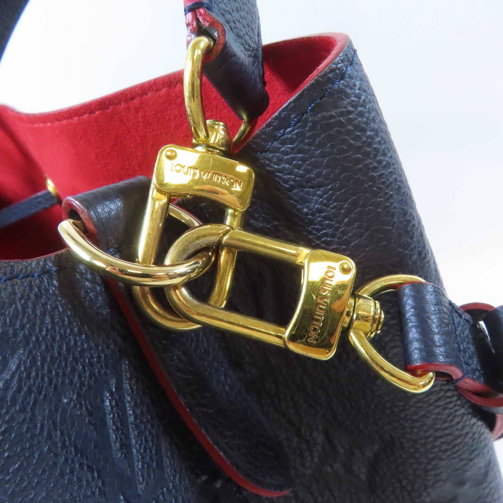 LOUIS VUITTON Monogram Empreinte Neo Noe金扣手挽肩背兩用袋深藍色