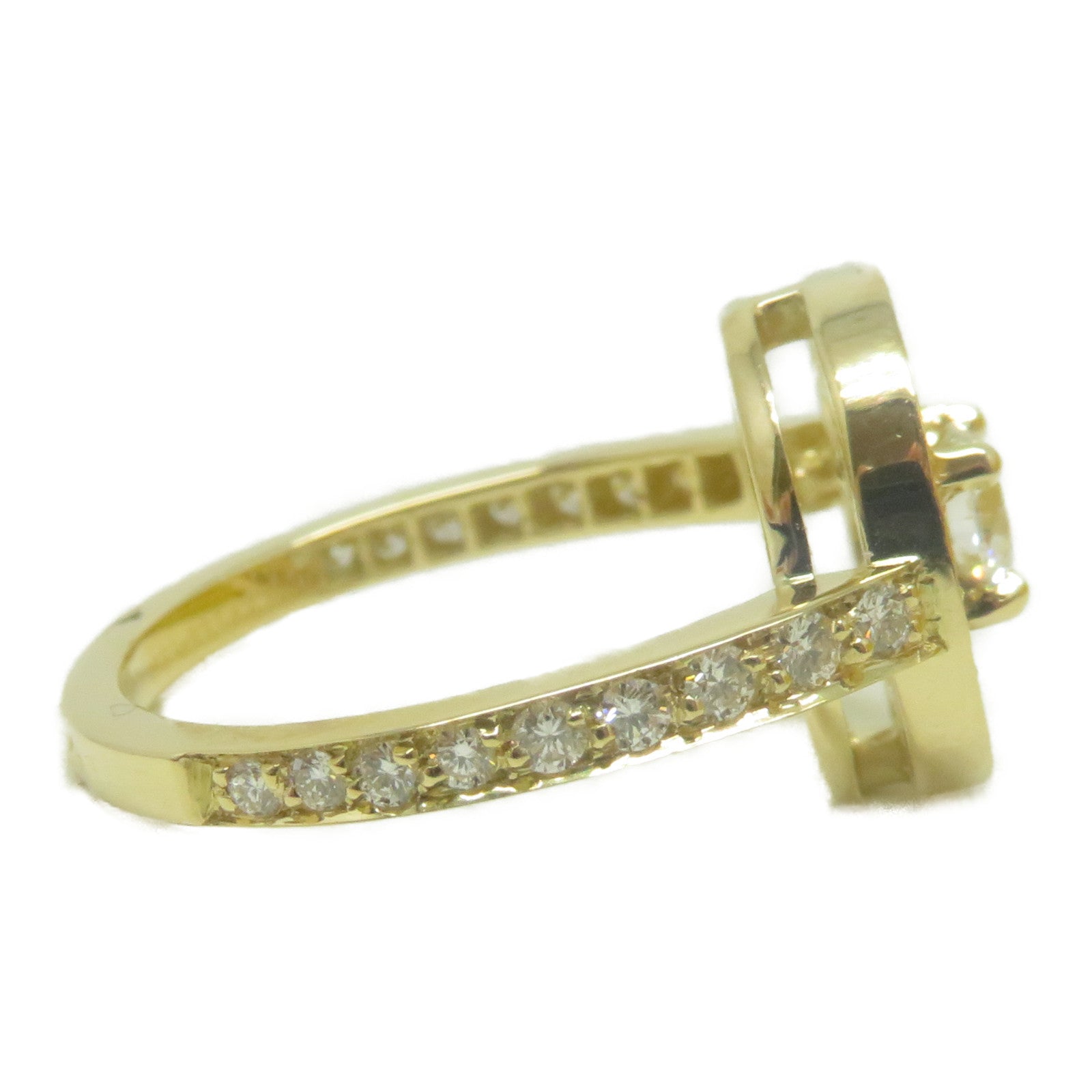 Boucheron 18K黃金Ava Round Halo Diamond鑽石戒指US#4.5