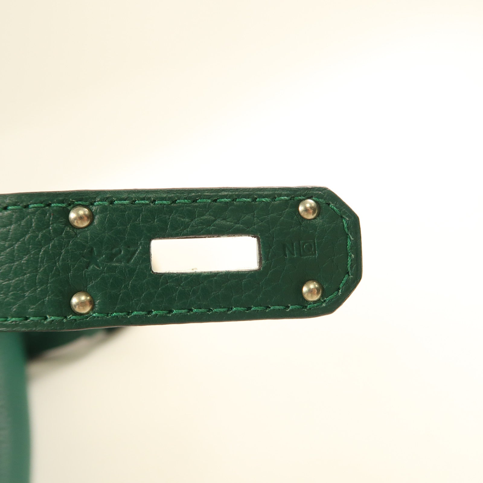 HERMES Togo皮革Jypsiere 34銀扣肩背袋Malachite孔雀綠