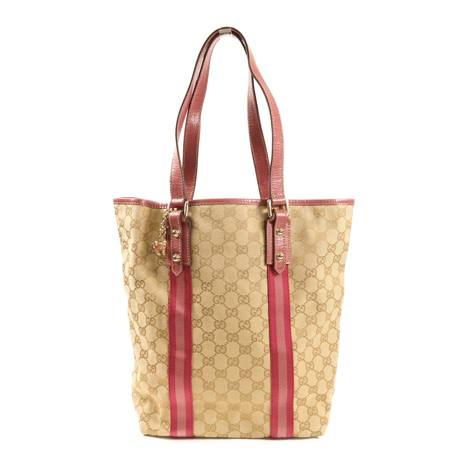 GUCCI 帆布Shoulder Tote金扣手挽袋啡色