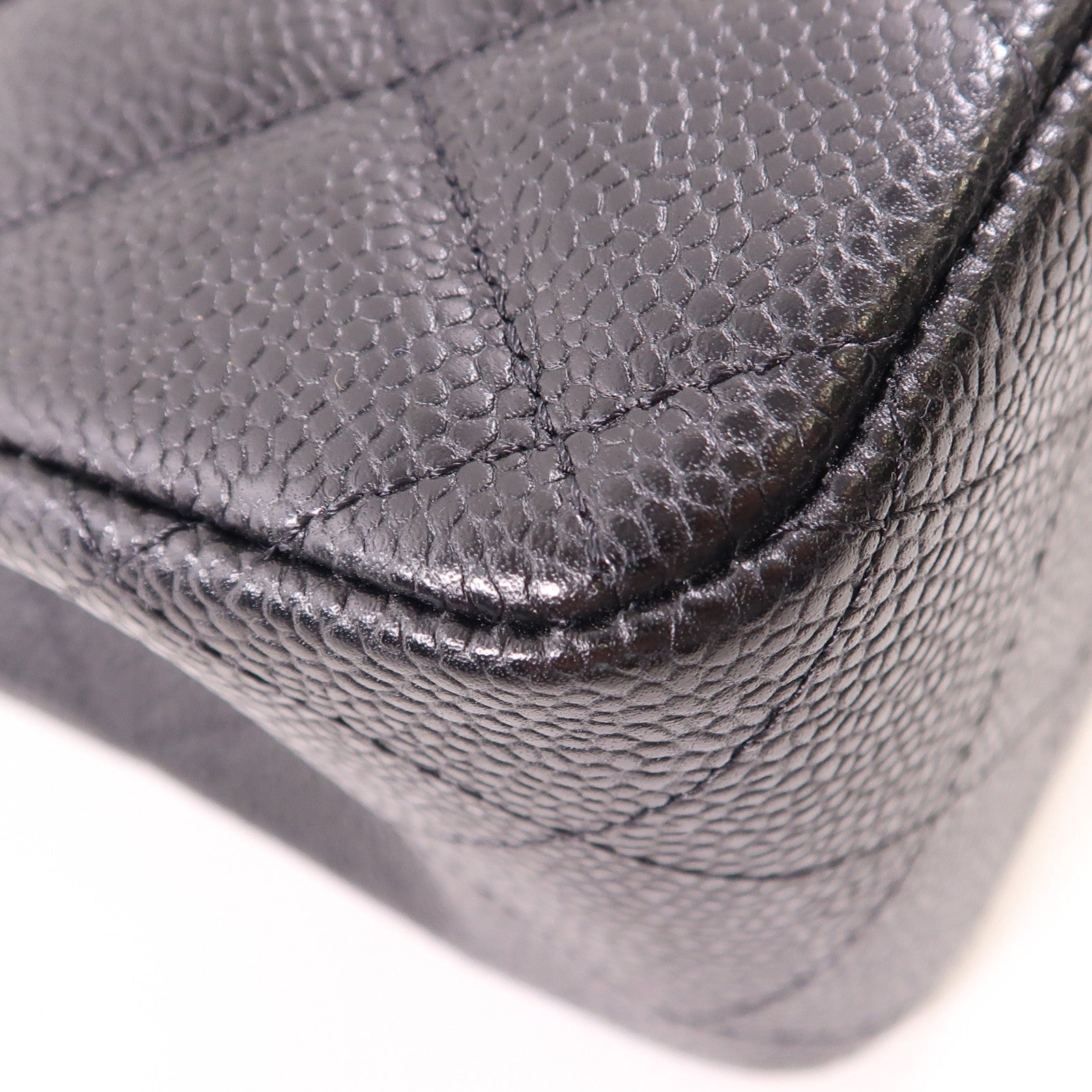 CHANEL 牛皮皮革Large Classic銀扣鏈帶肩背袋