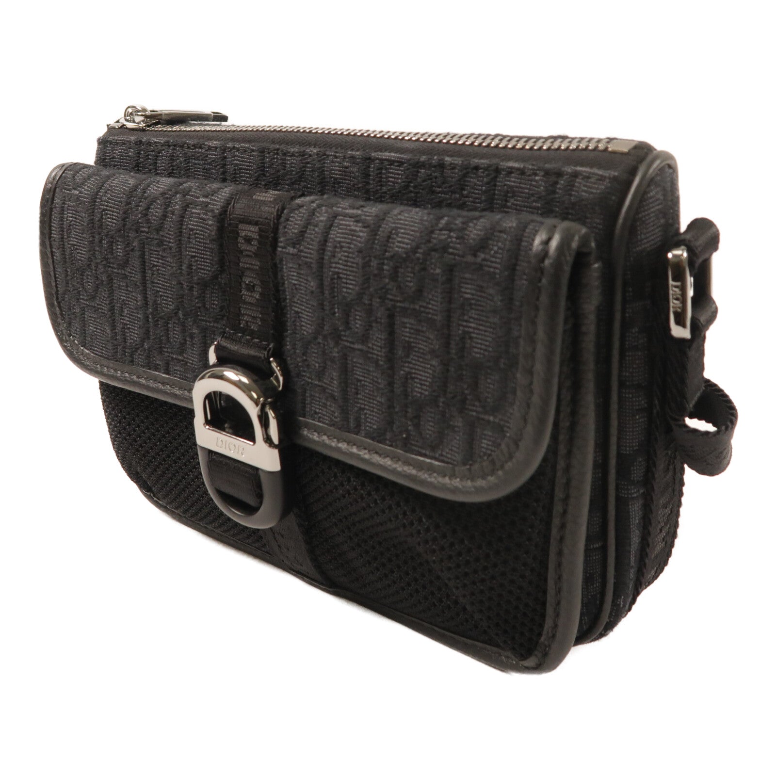 Dior 帆布Mini Dior 8銀扣肩背袋