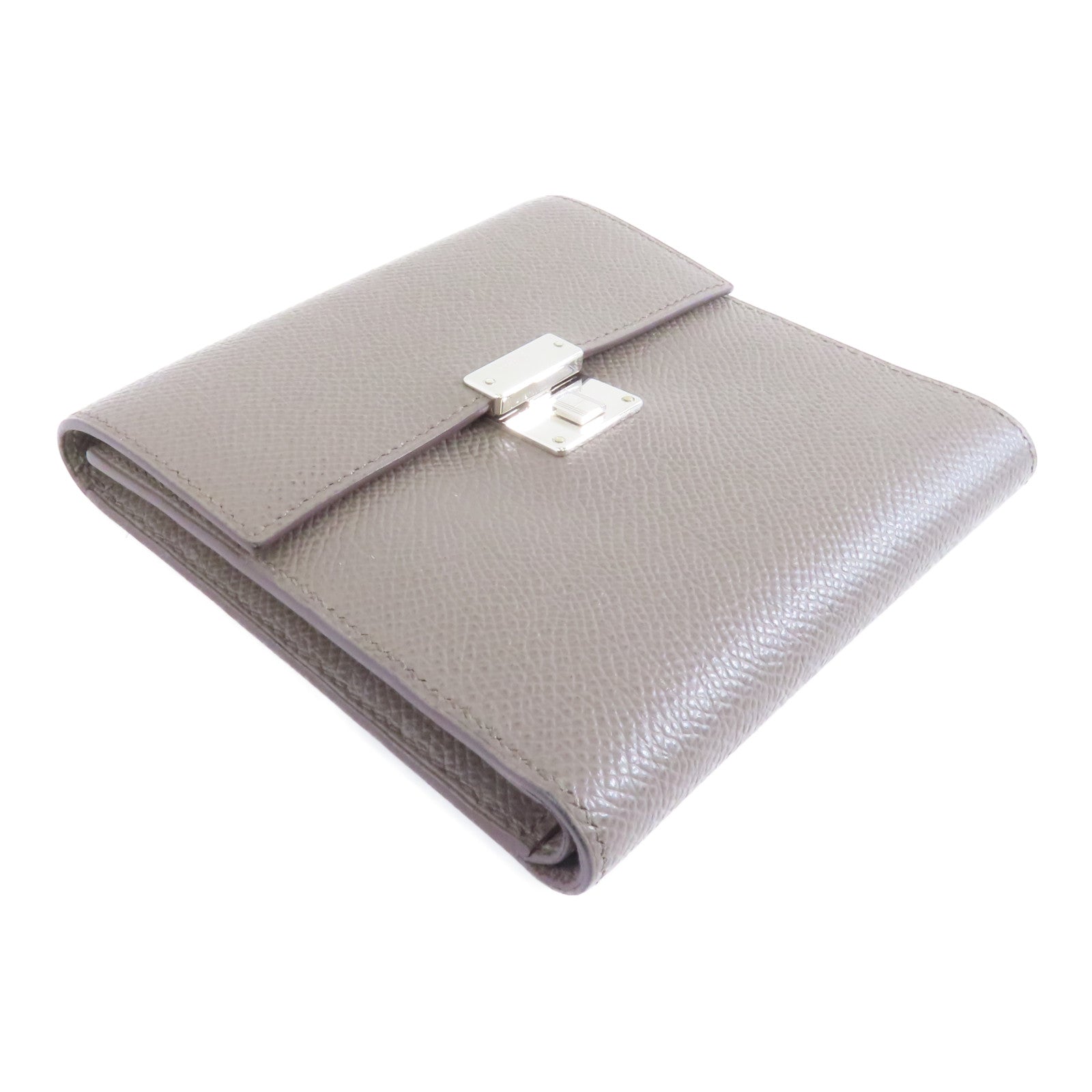 HERMES Epsom皮革Clic 12銀扣錢包Etain/灰色