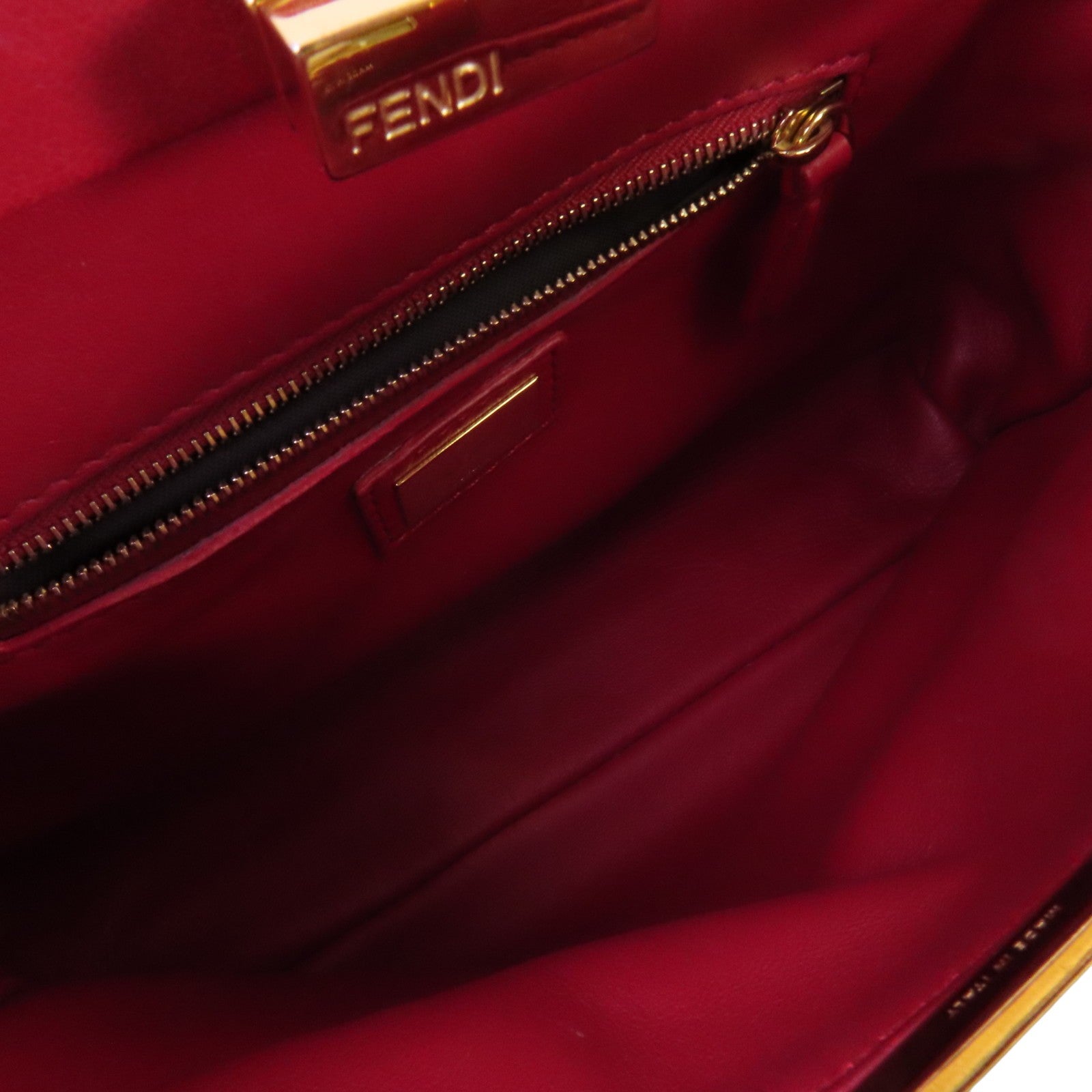 FENDI 羊皮皮革Peekaboo Mini金扣手挽肩背兩用袋