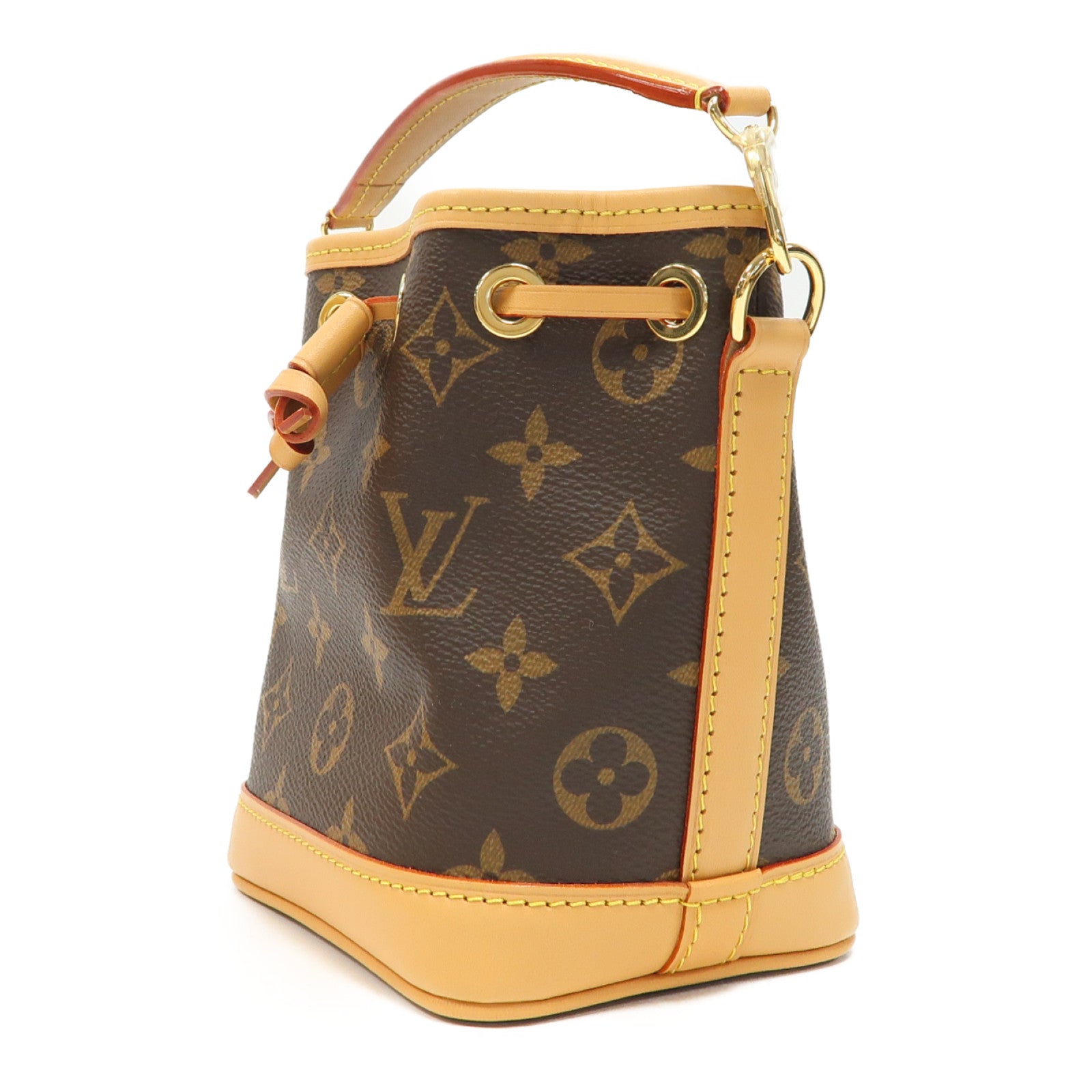 LOUIS VUITTON Monogram Nano Noe金扣手挽肩背兩用袋啡色