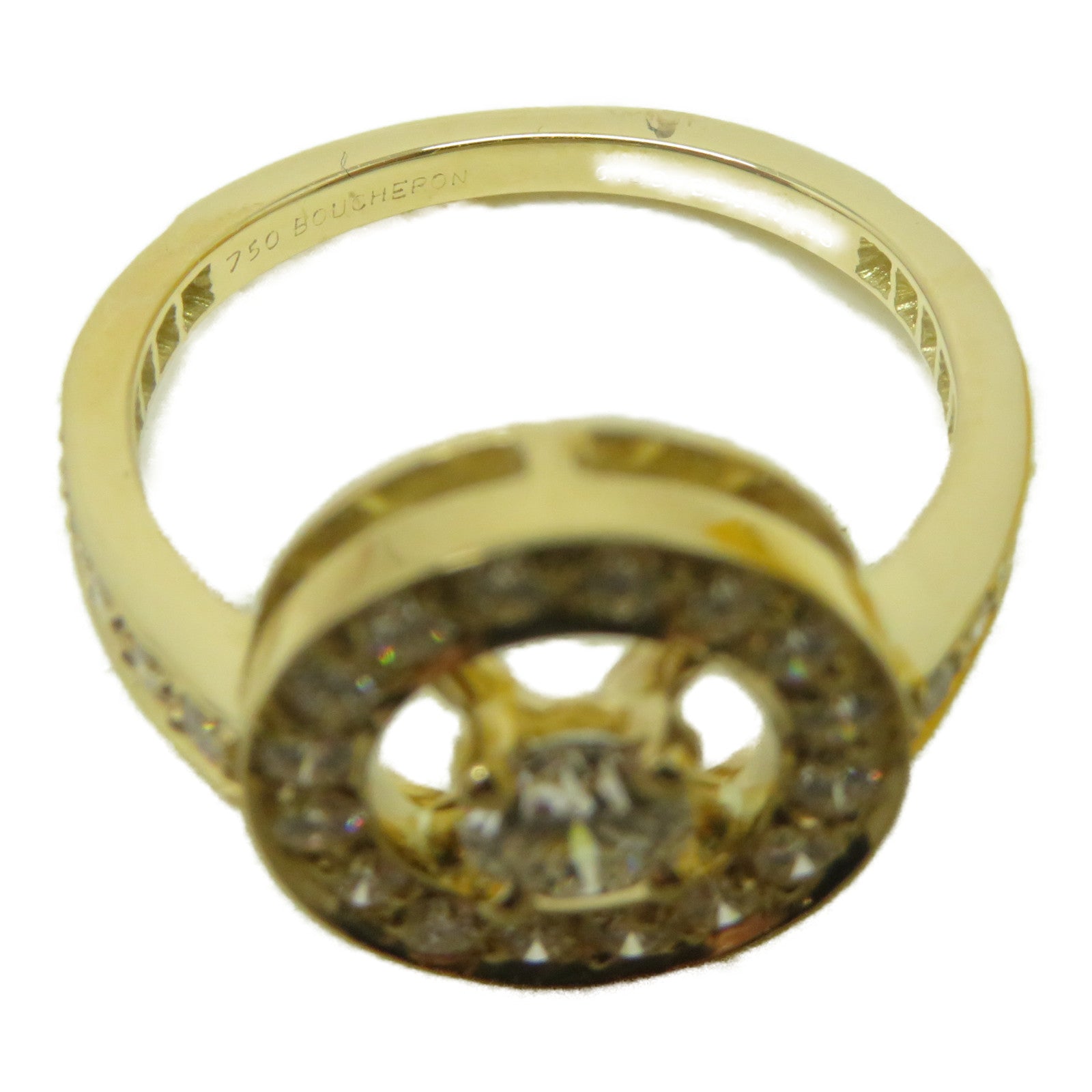 Boucheron 18K黃金Ava Round Halo Diamond鑽石戒指US#4.5