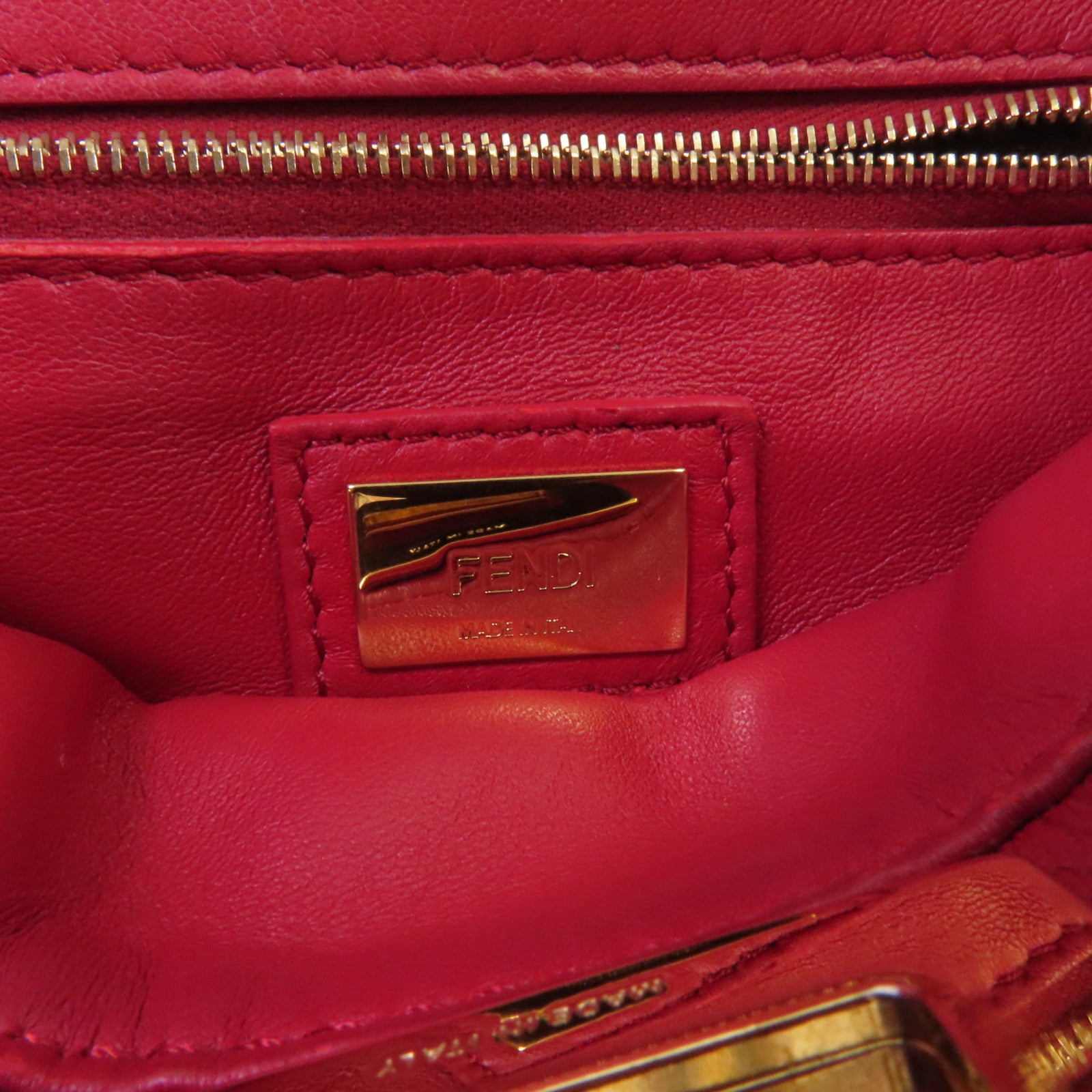 FENDI 羊皮皮革Peekaboo Mini金扣手挽肩背兩用袋
