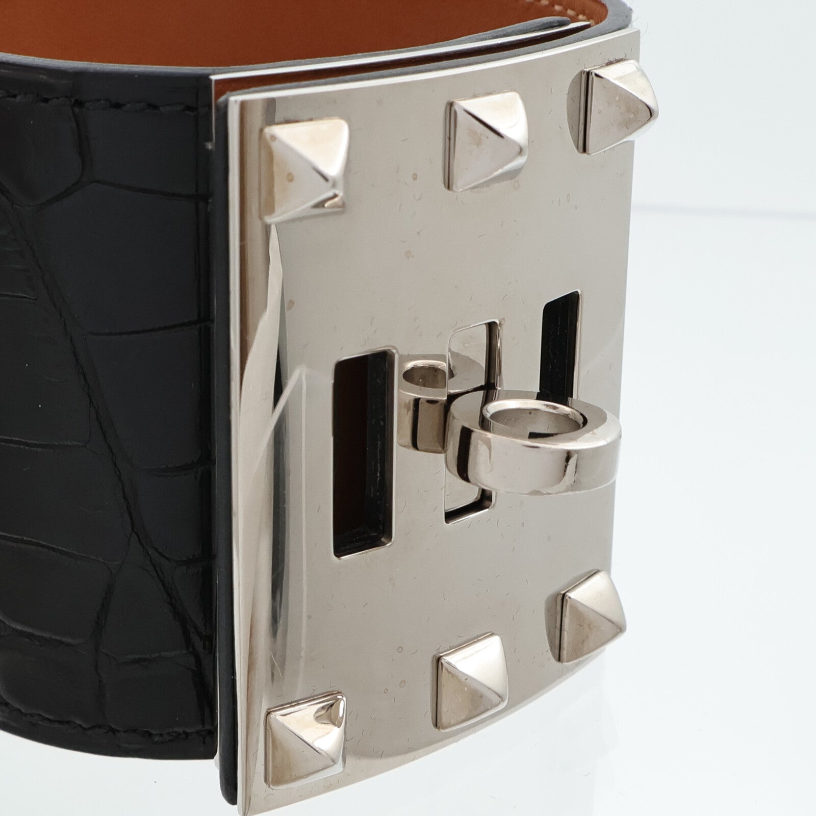 HERMES 鱷魚皮革Kelly Dog Extreme Bracelet手鐲Noir