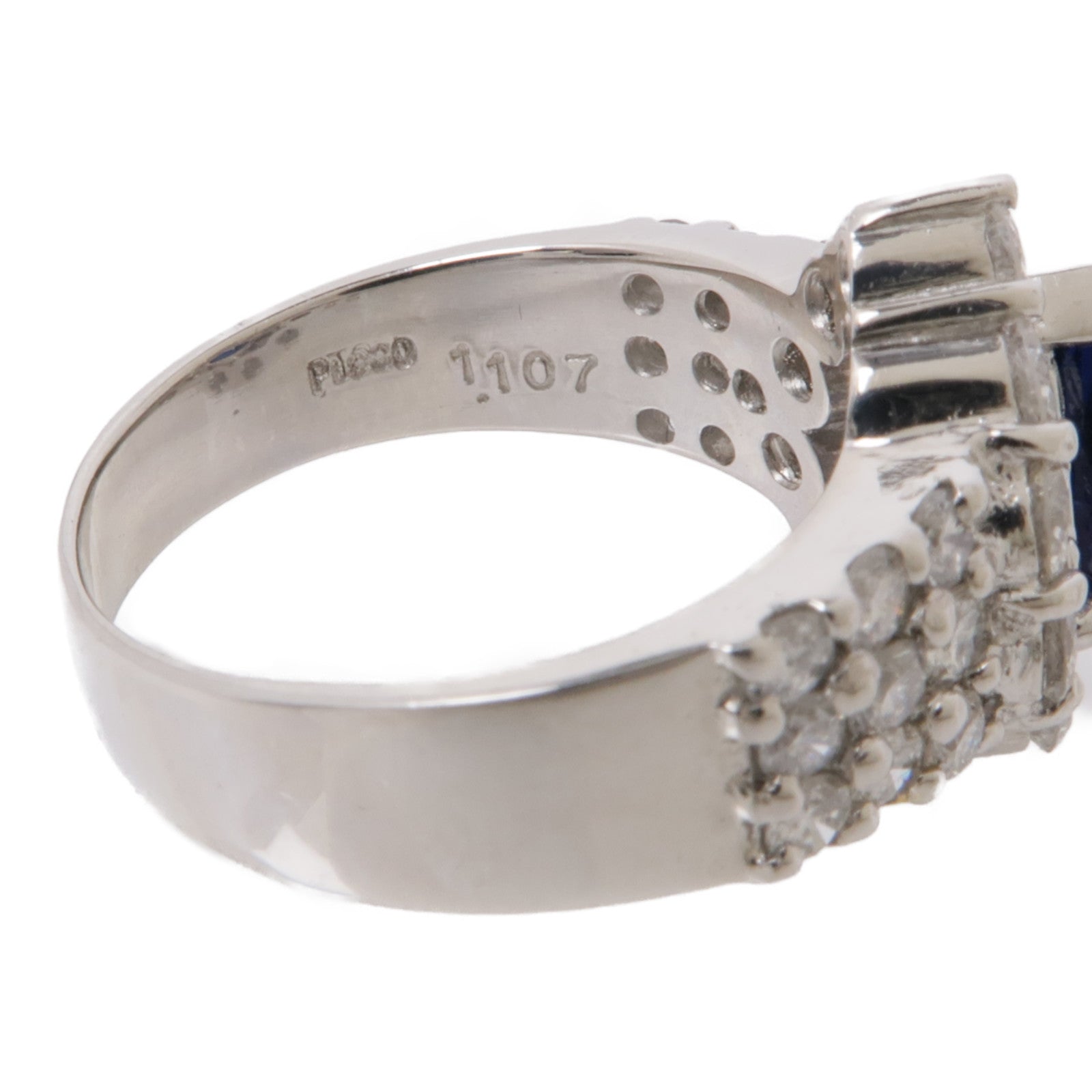 JEWELRY 【激減優惠】PT900鉑金Sapphire Ring藍寶石/鑽石戒指US#6
