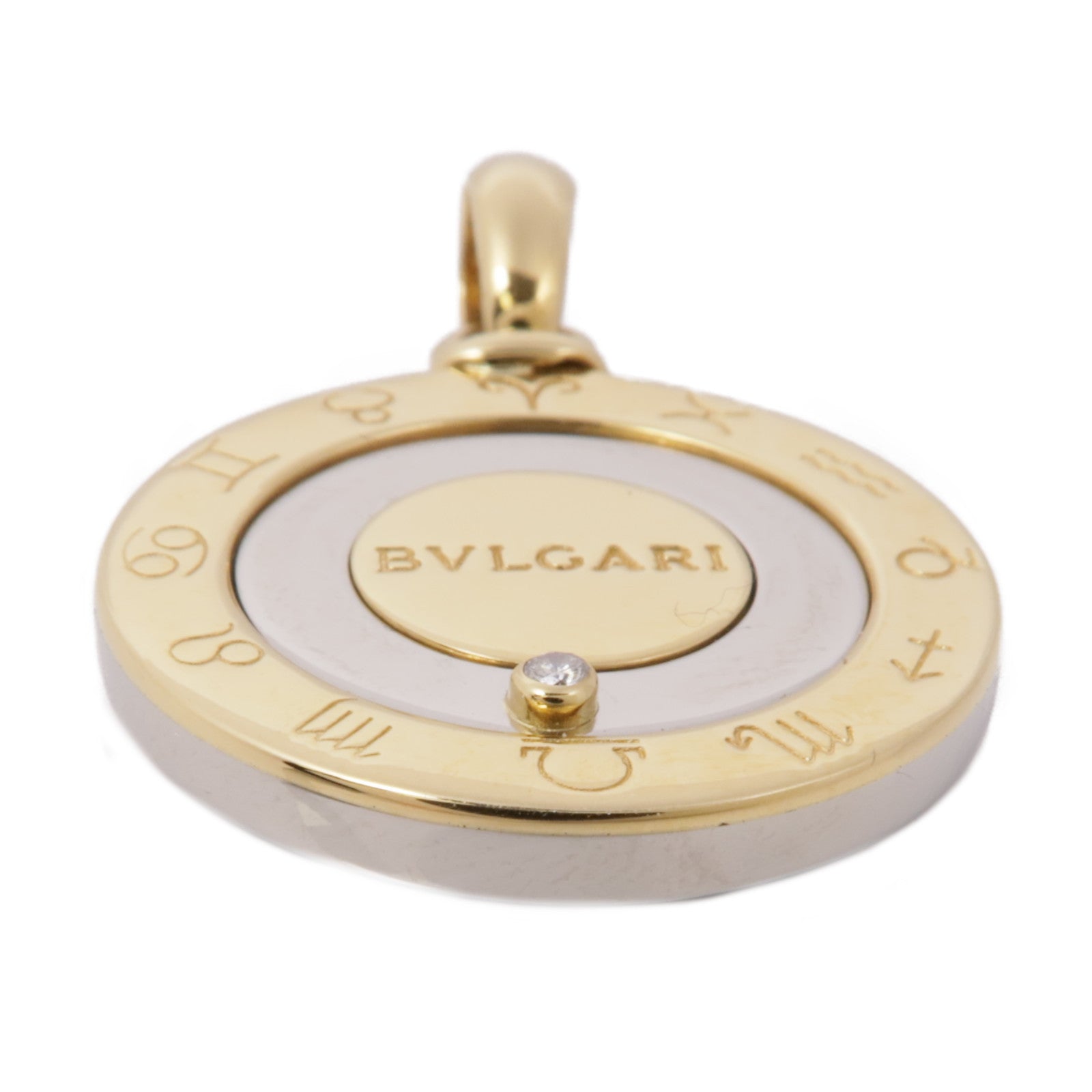 BVLGARI【激減優惠】 18K黃金/不鏽鋼Horoscope Pendant Top鑽石吊墜