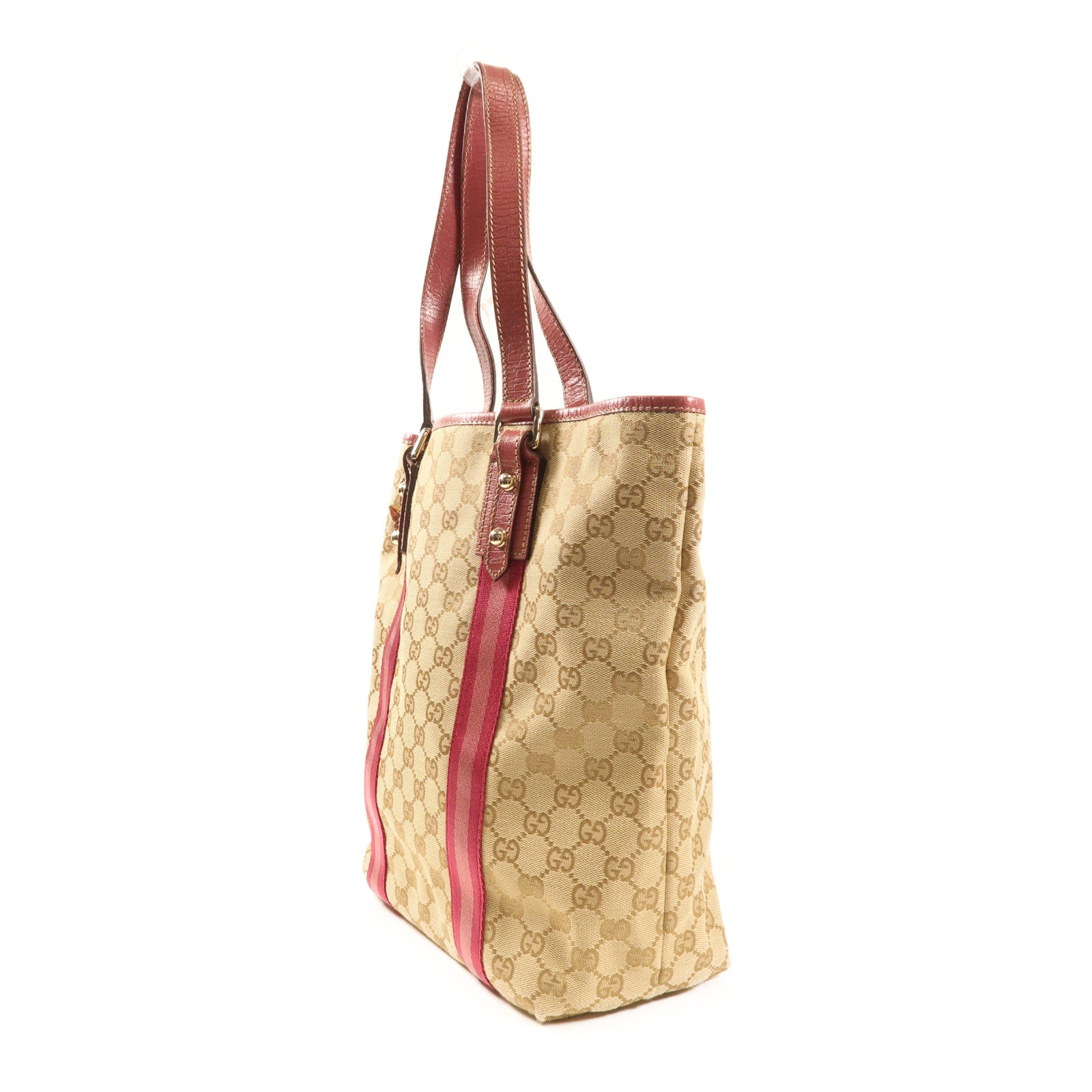 GUCCI 帆布Shoulder Tote金扣手挽袋啡色