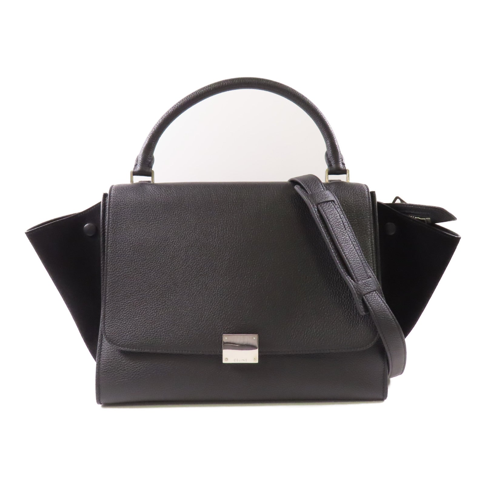 CELINE 牛皮皮革Trapeze銀扣手挽肩背兩用袋