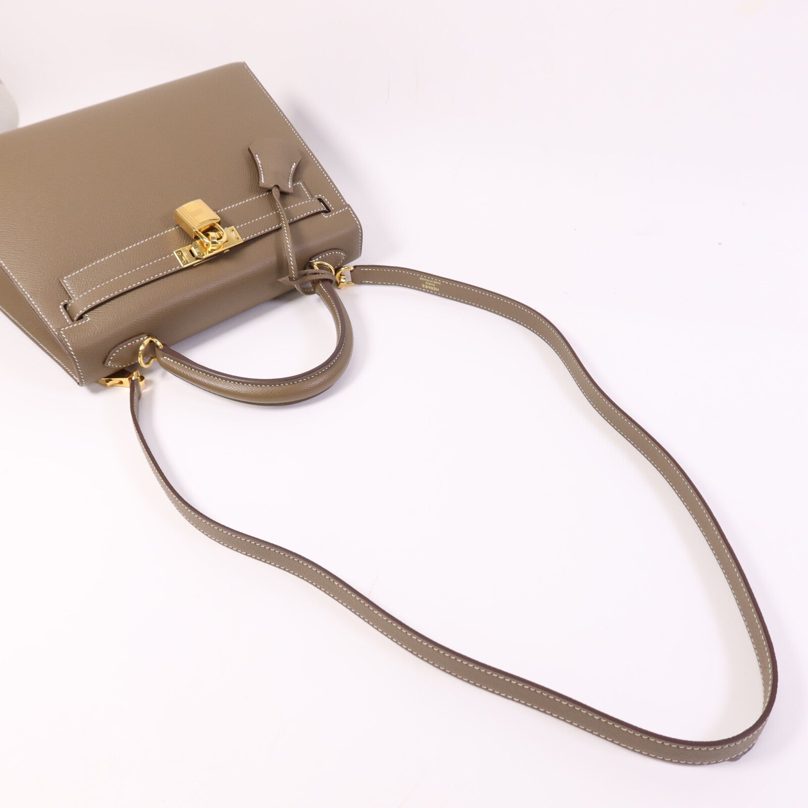HERMES Epsom皮革Kelly 25金扣手挽肩背兩用袋