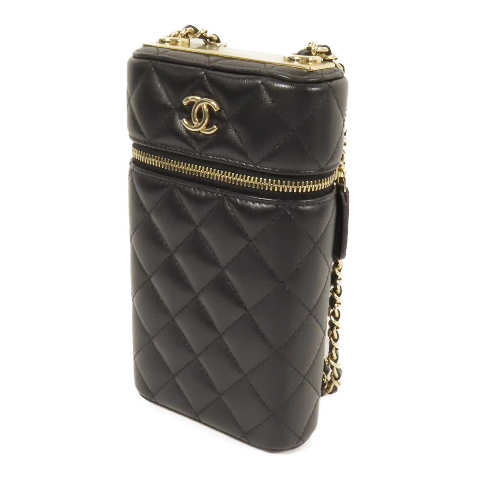 CHANEL 羊皮皮革Chain Shoulder金扣肩背袋