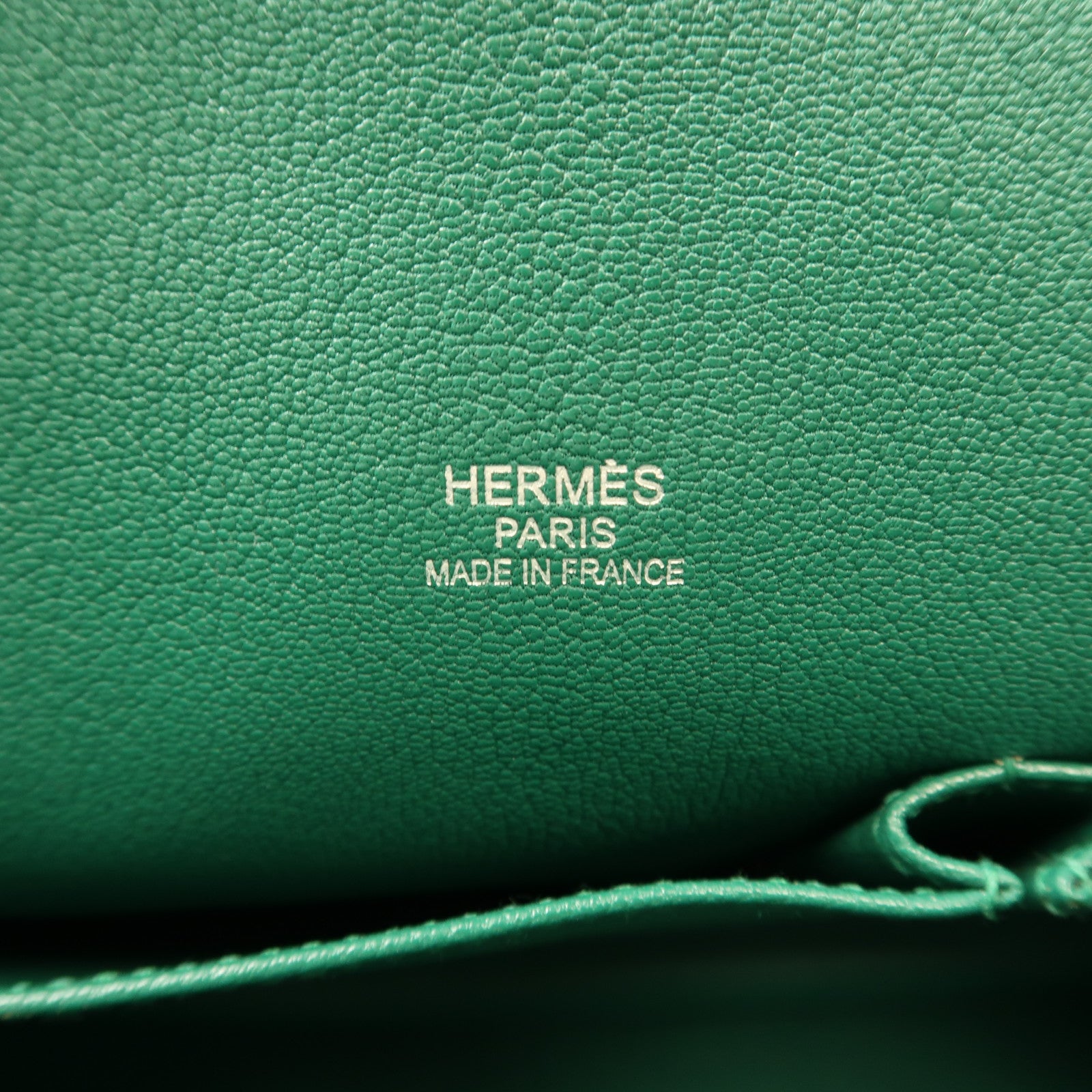 HERMES Togo皮革Jypsiere 34銀扣肩背袋Malachite孔雀綠