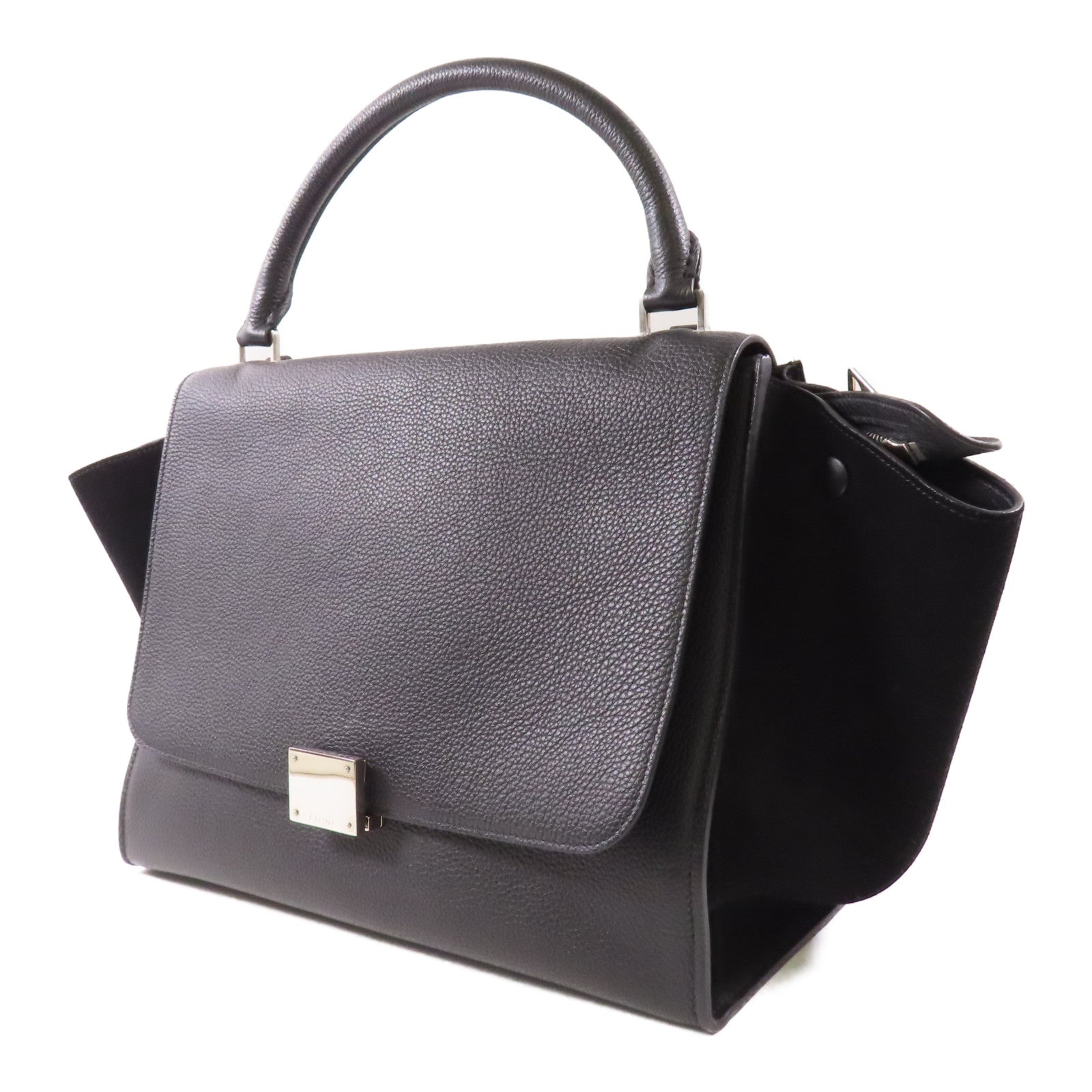 CELINE 牛皮皮革Trapeze銀扣手挽肩背兩用袋