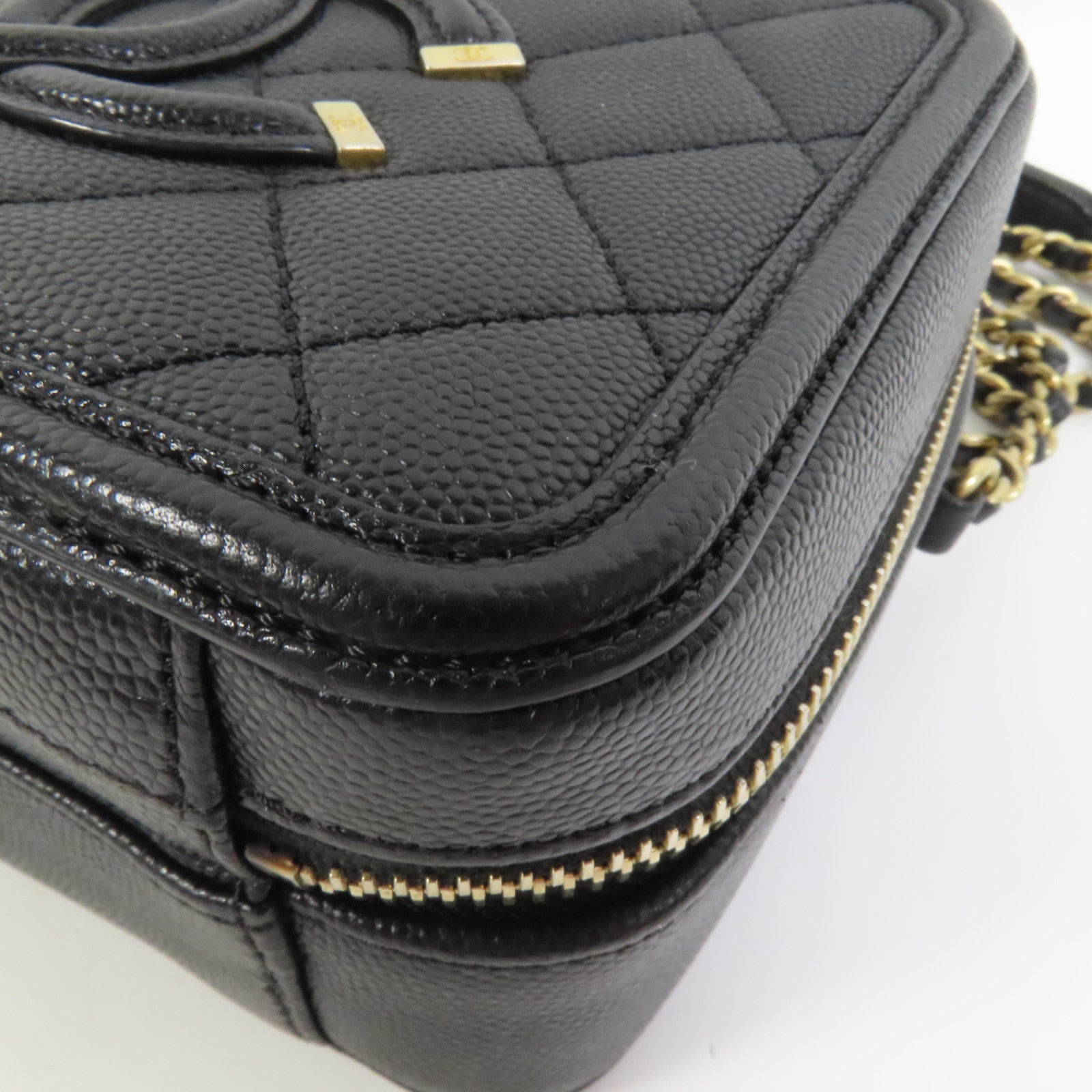 CHANEL 牛皮皮革Filigree Vanity Case手挽肩背兩用袋