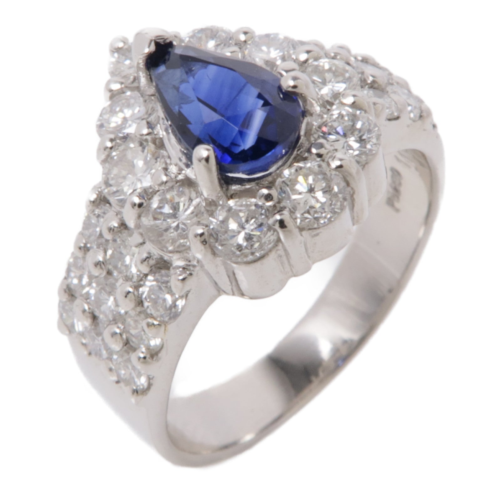 JEWELRY 【激減優惠】PT900鉑金Sapphire Ring藍寶石/鑽石戒指US#6