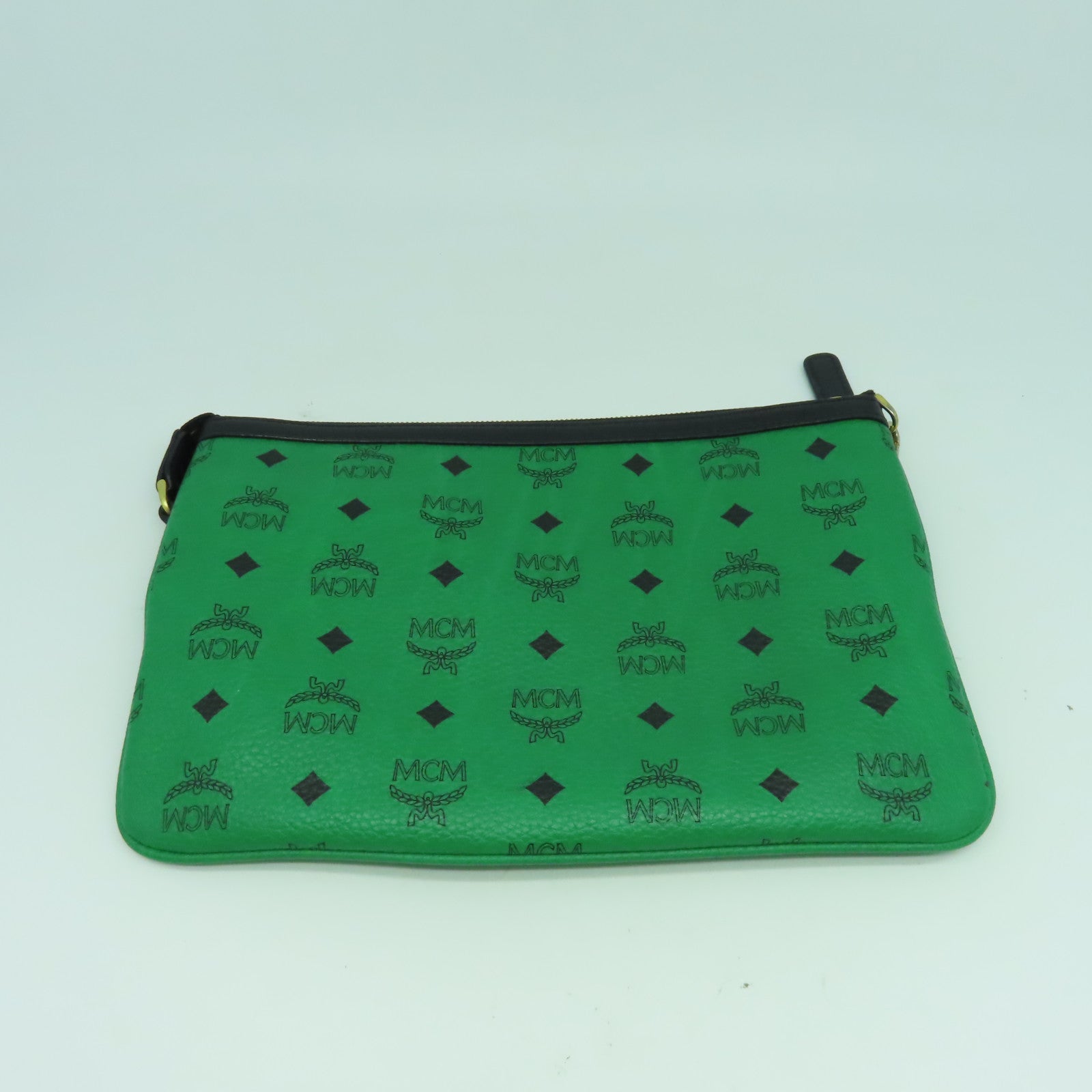 MCM 牛皮皮革Tote Bag金扣肩背袋綠色