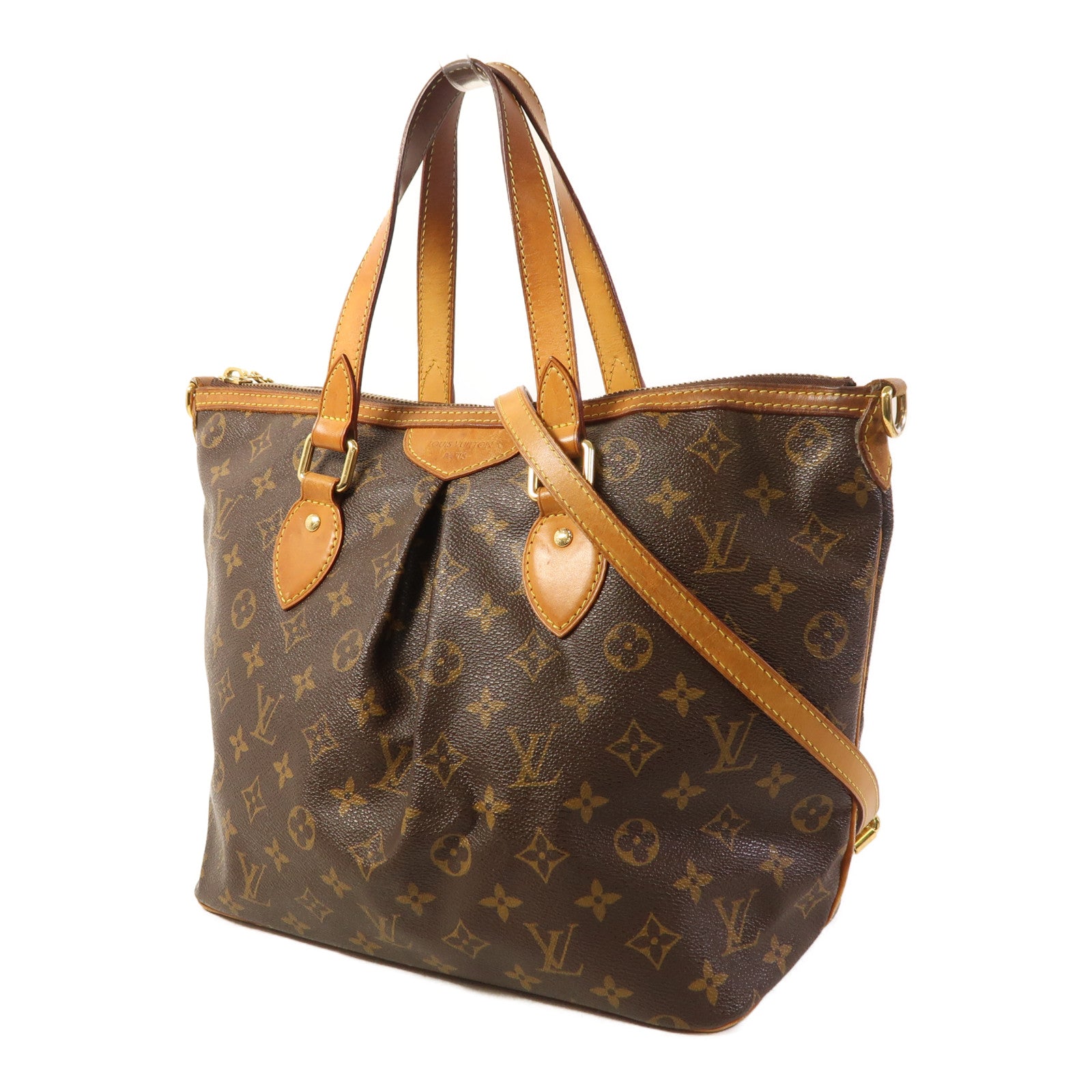 LOUIS VUITTON Monogram Palermo PM金扣手挽肩背兩用袋棕色