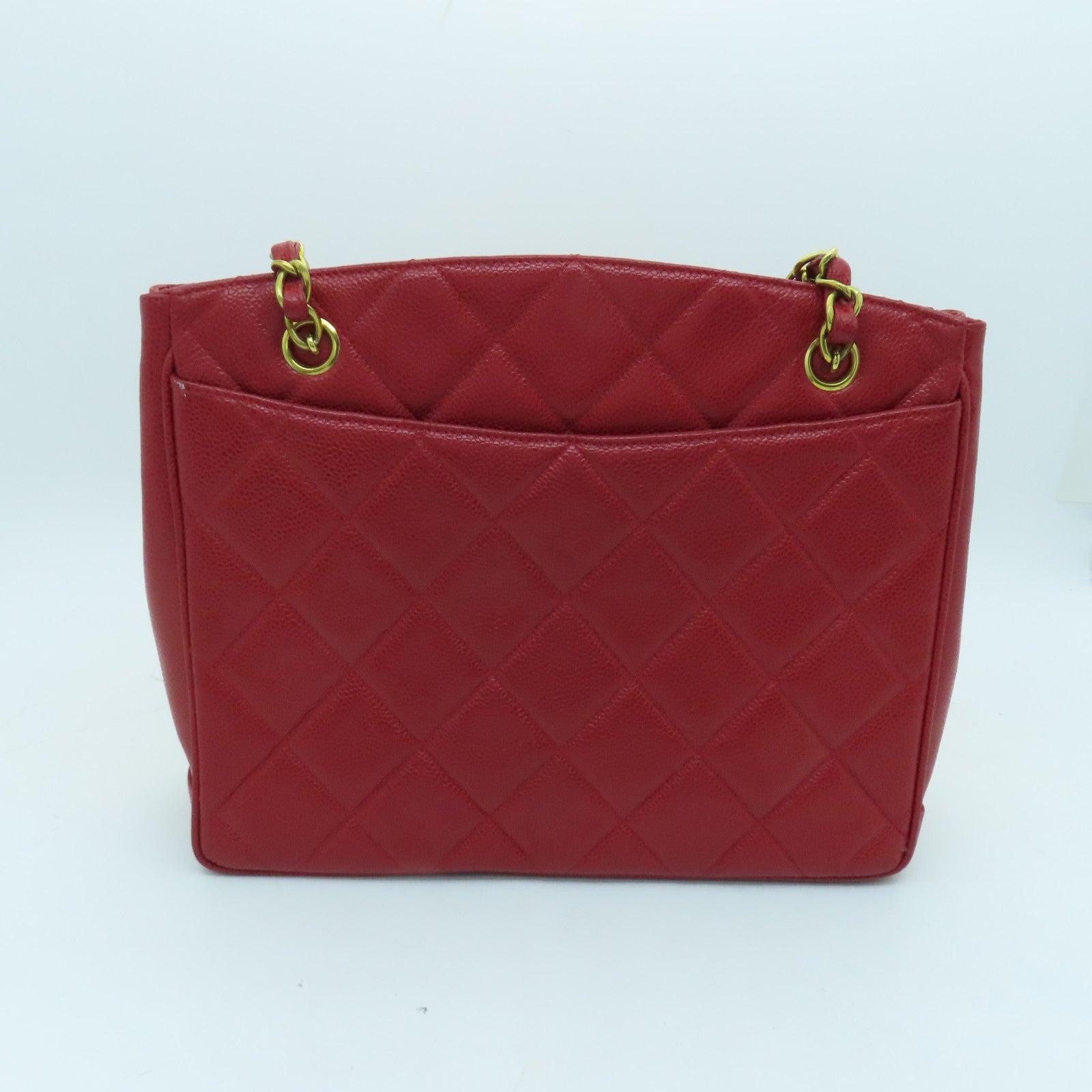 CHANEL cowhide leather Chain Shoulder gold buckle chain shoulder bag red