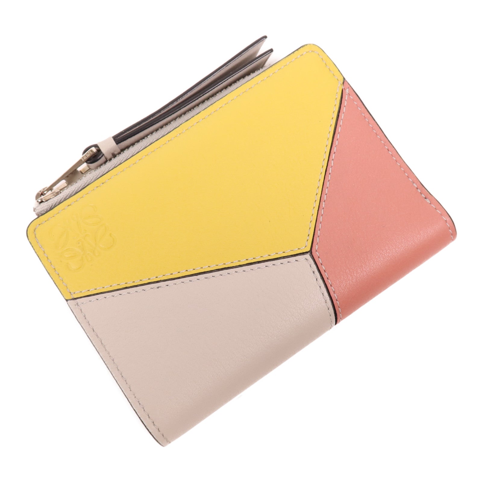 LOEWE 牛皮皮革Wallet銀扣錢包