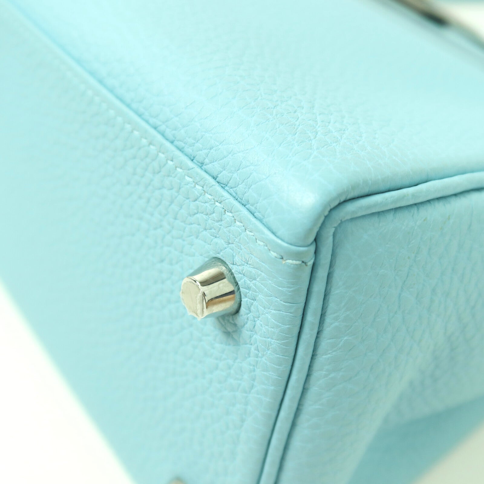 HERMES Togo皮革Kelly 28銀扣手挽肩背兩用袋Bleu Atoll