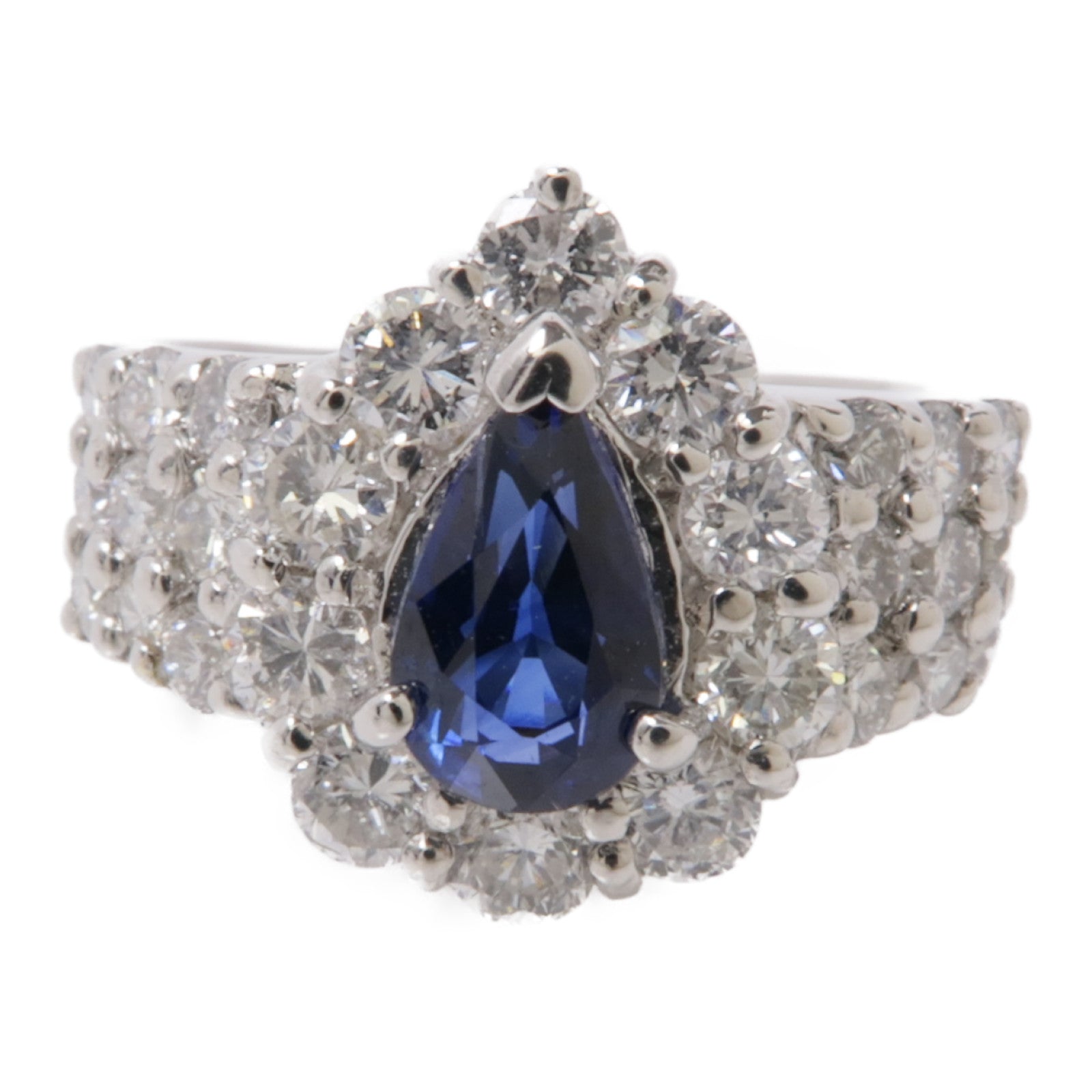 JEWELRY 【激減優惠】PT900鉑金Sapphire Ring藍寶石/鑽石戒指US#6