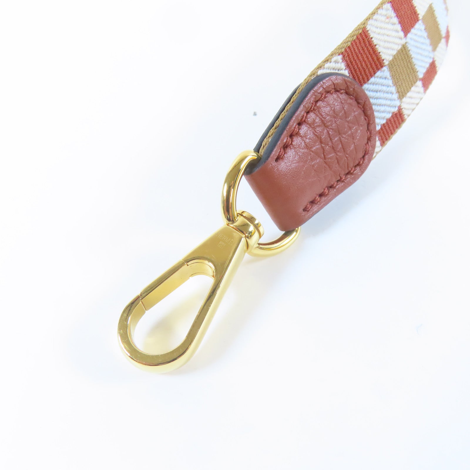 HERMES Clemence皮革Evelyne TPM金扣肩背袋駝色偏紅色