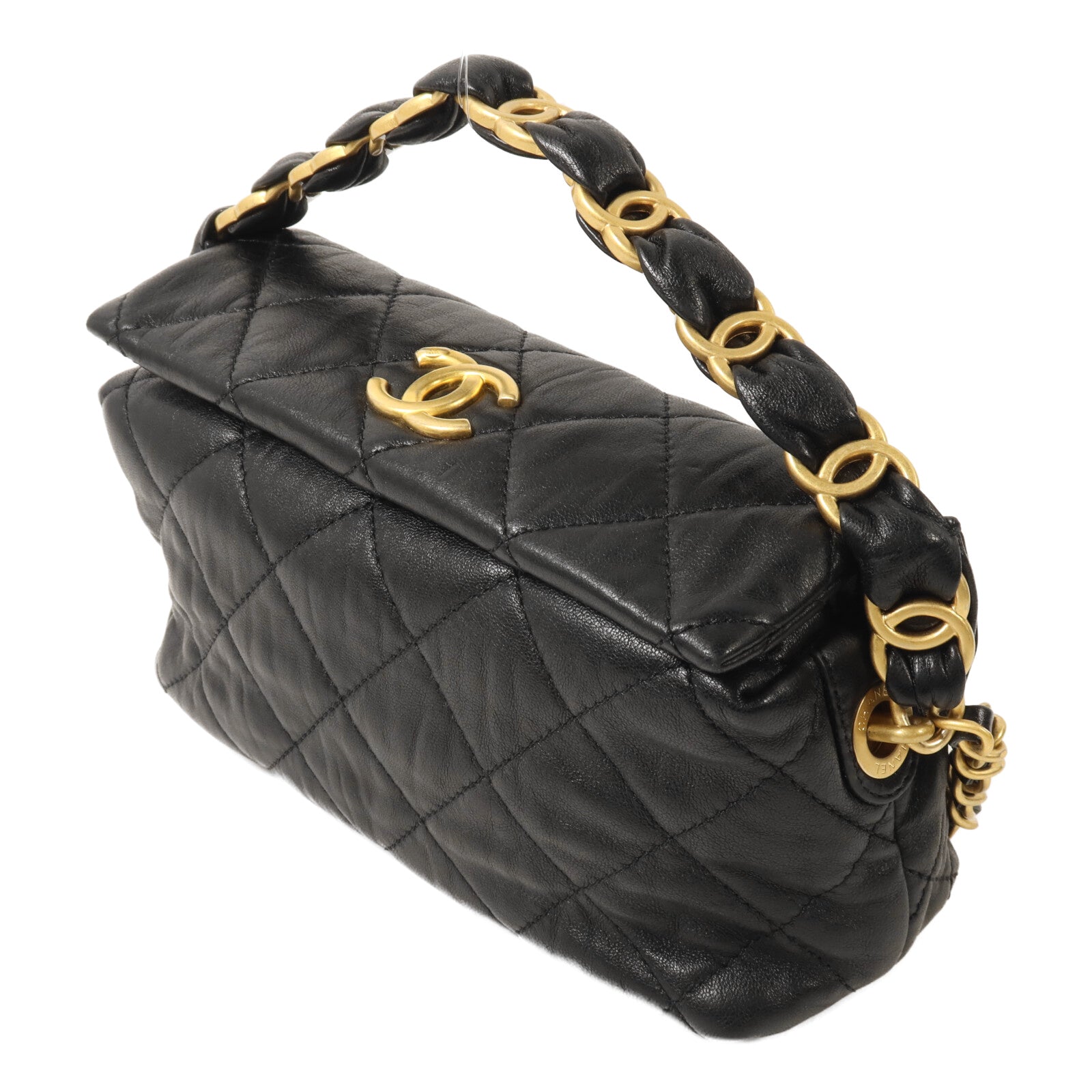 CHANEL 羊皮皮革Hobo Bag鏈帶手挽肩背兩用袋
