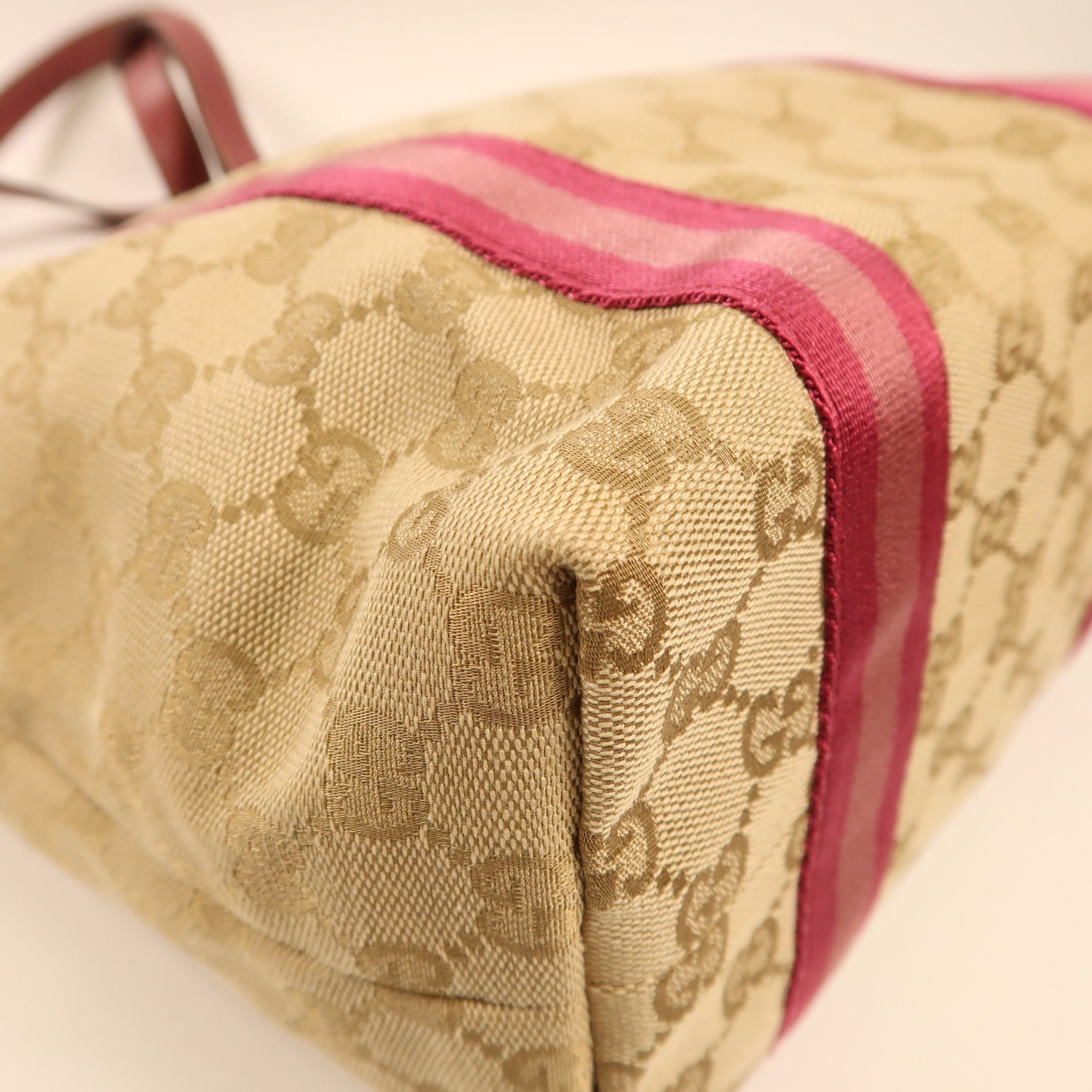 GUCCI 帆布Shoulder Tote金扣手挽袋啡色