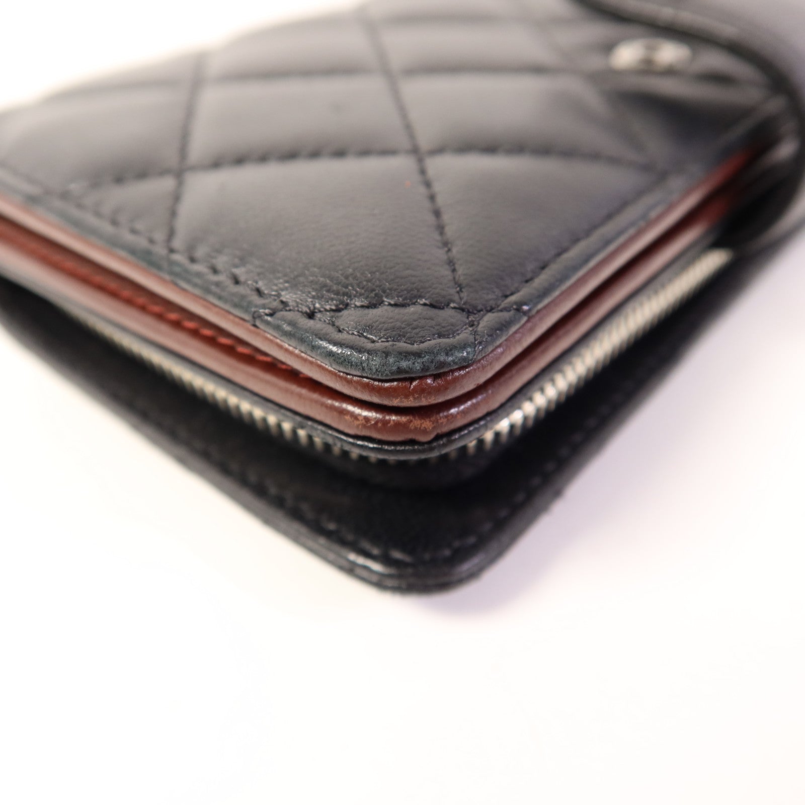 CHANEL 羊皮皮革Wallet銀扣錢包