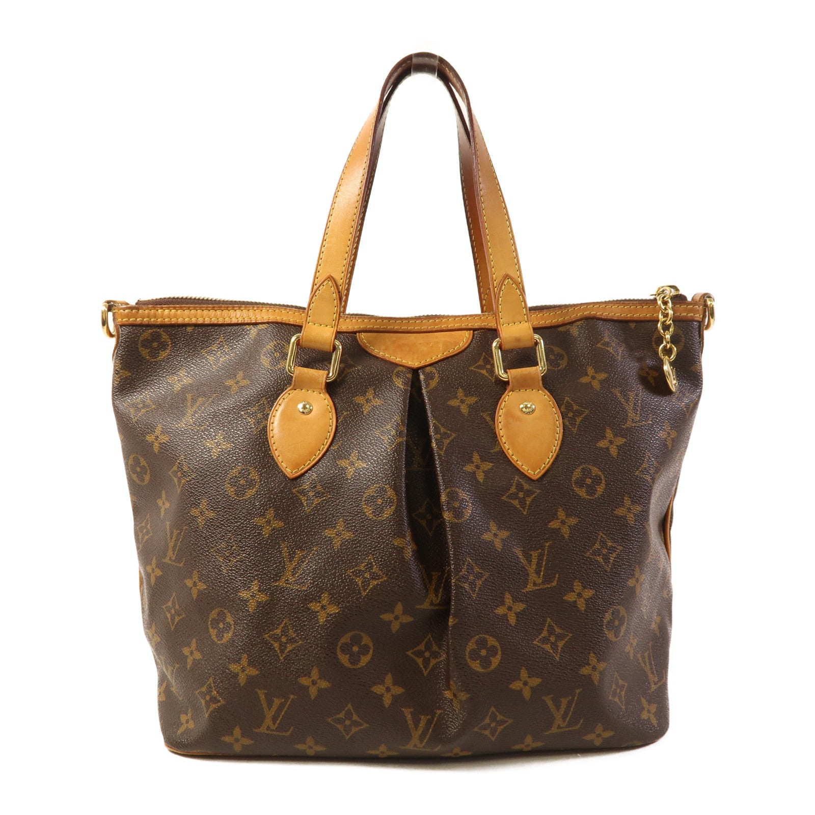 LOUIS VUITTON Monogram Palermo PM金扣手挽肩背兩用袋棕色