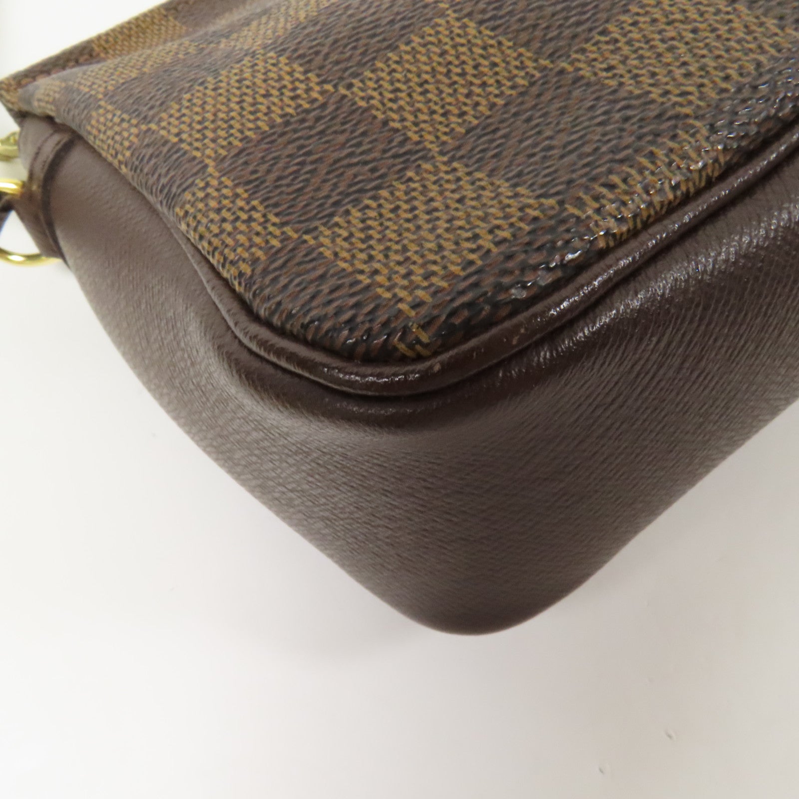 LOUIS VUITTON Damier Trousse Makeup Accessory Pouch金扣手挽袋棕色