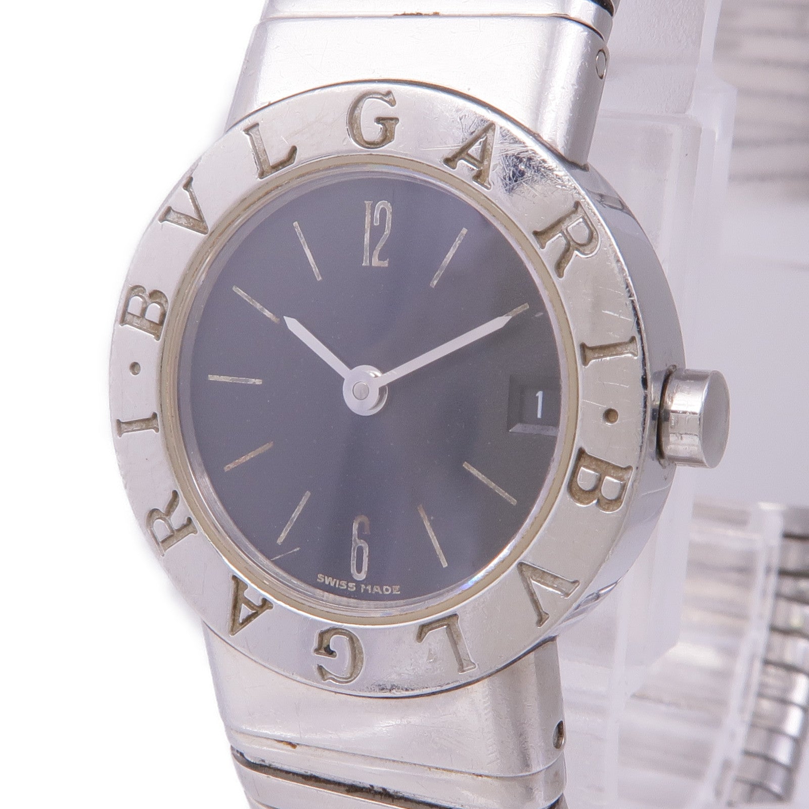 BVLGARI Tubogas BB232TS Quartz Watch Stainless Steel  Black