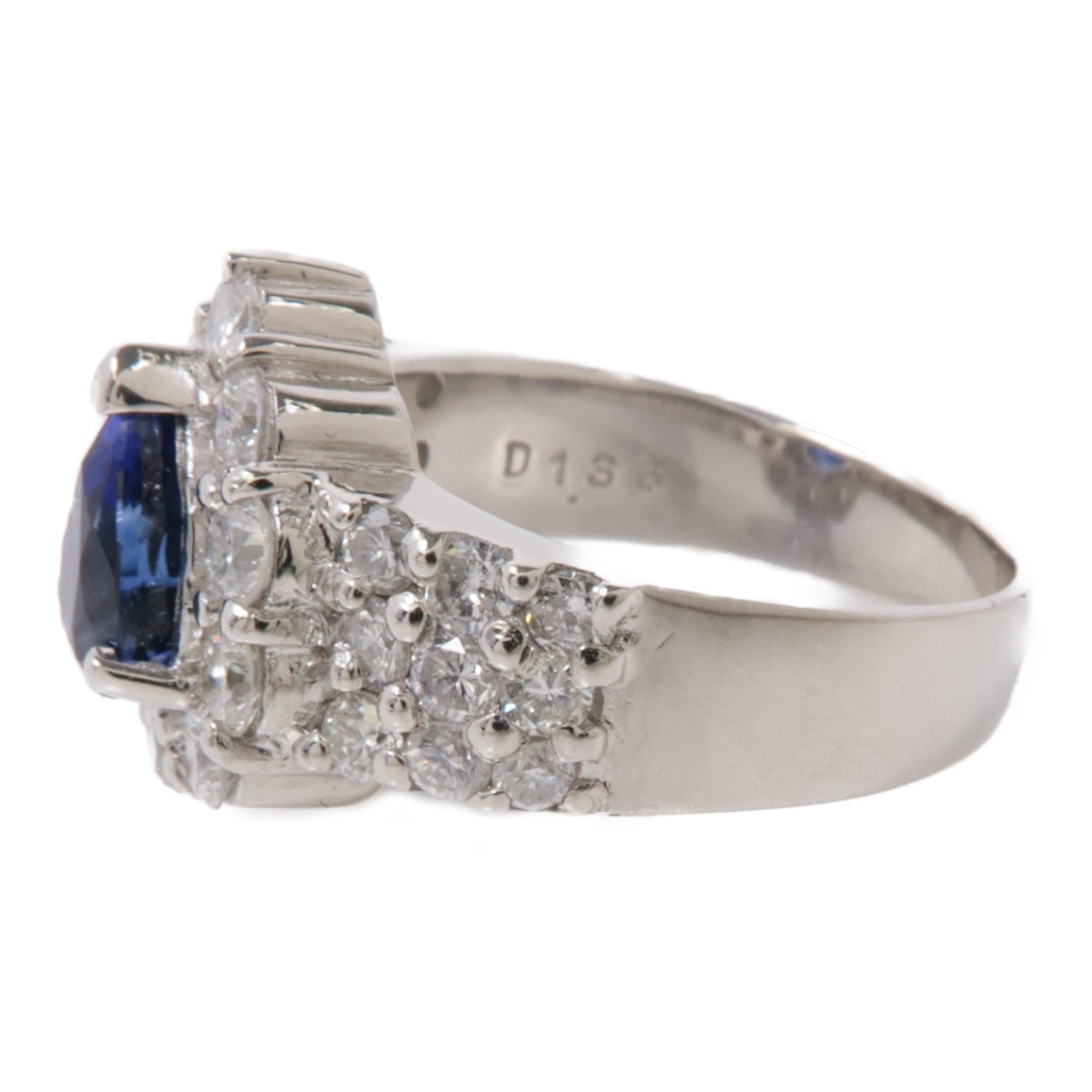 JEWELRY 【激減優惠】PT900鉑金Sapphire Ring藍寶石/鑽石戒指US#6