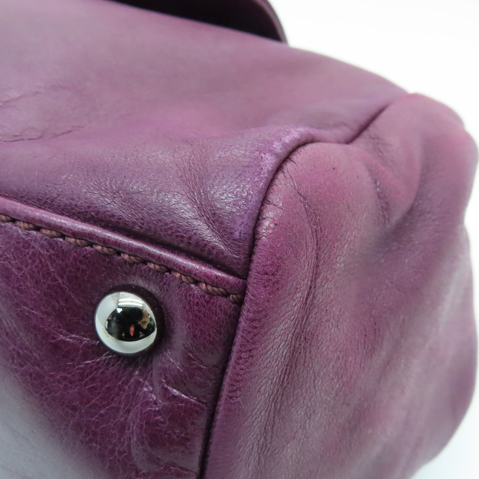 CHANEL sheepskin leather Shoulder Bag silver buckle chain shoulder bag purple