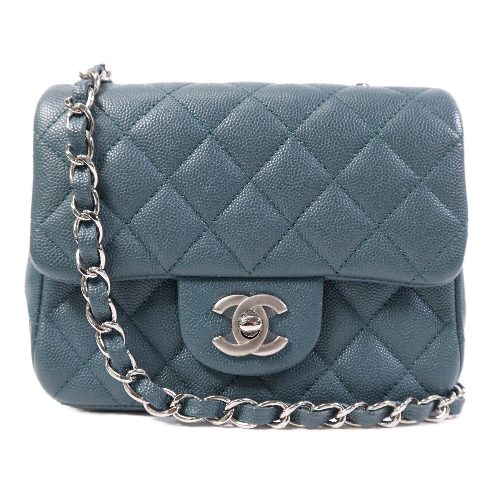 CHANEL 牛皮皮革Mini Classic 17銀扣鏈帶肩背袋