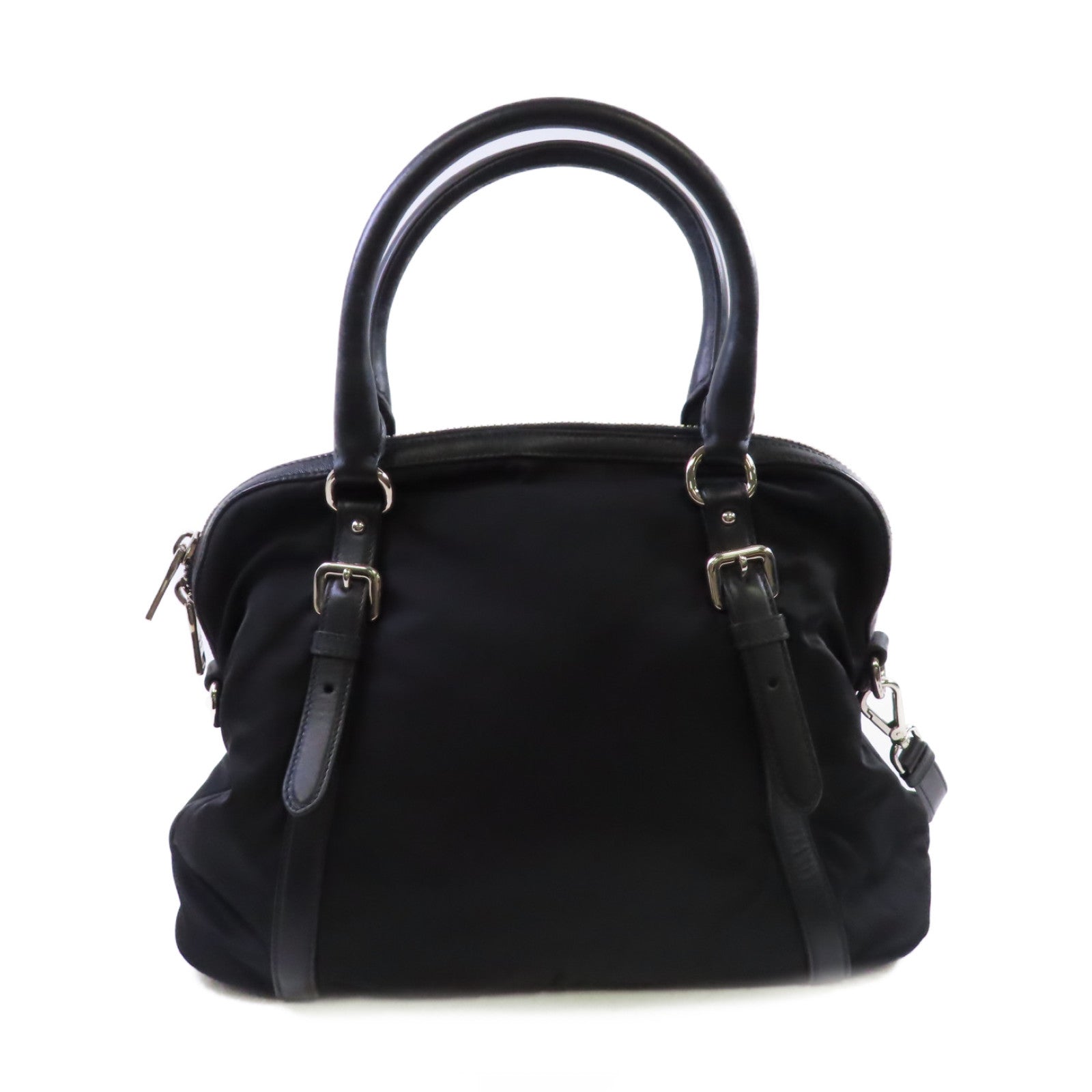 PRADA【激減優惠】 尼龍Tessuto 2Way Shoulder Bag銀扣手挽肩背袋兩用袋黑色