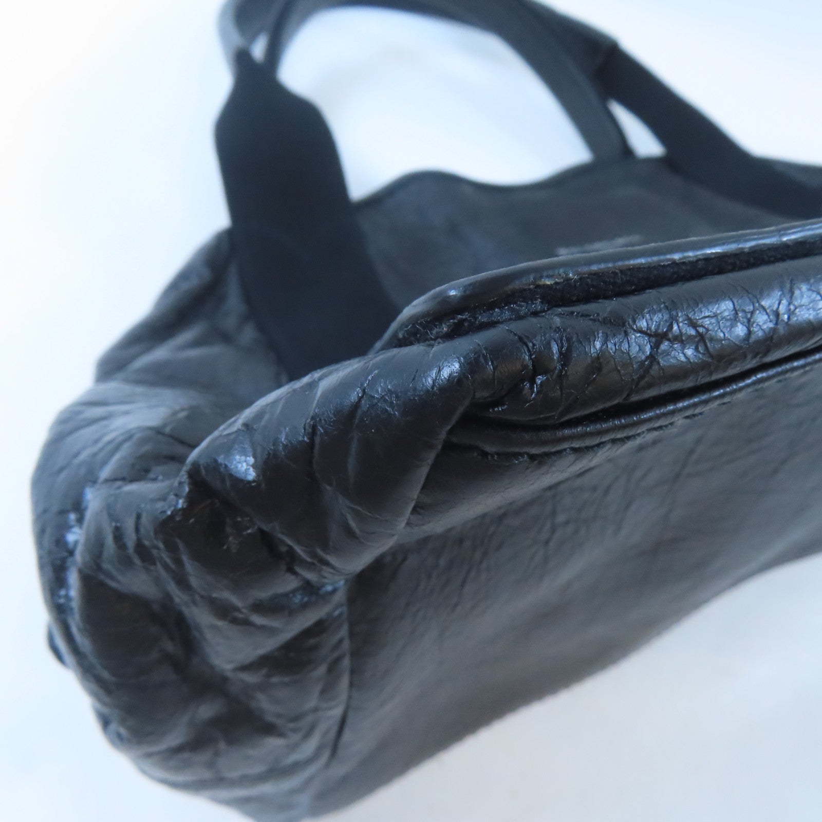 BALENCIAGA 牛皮皮革Cabas Tote Bag銀扣手挽袋黑色