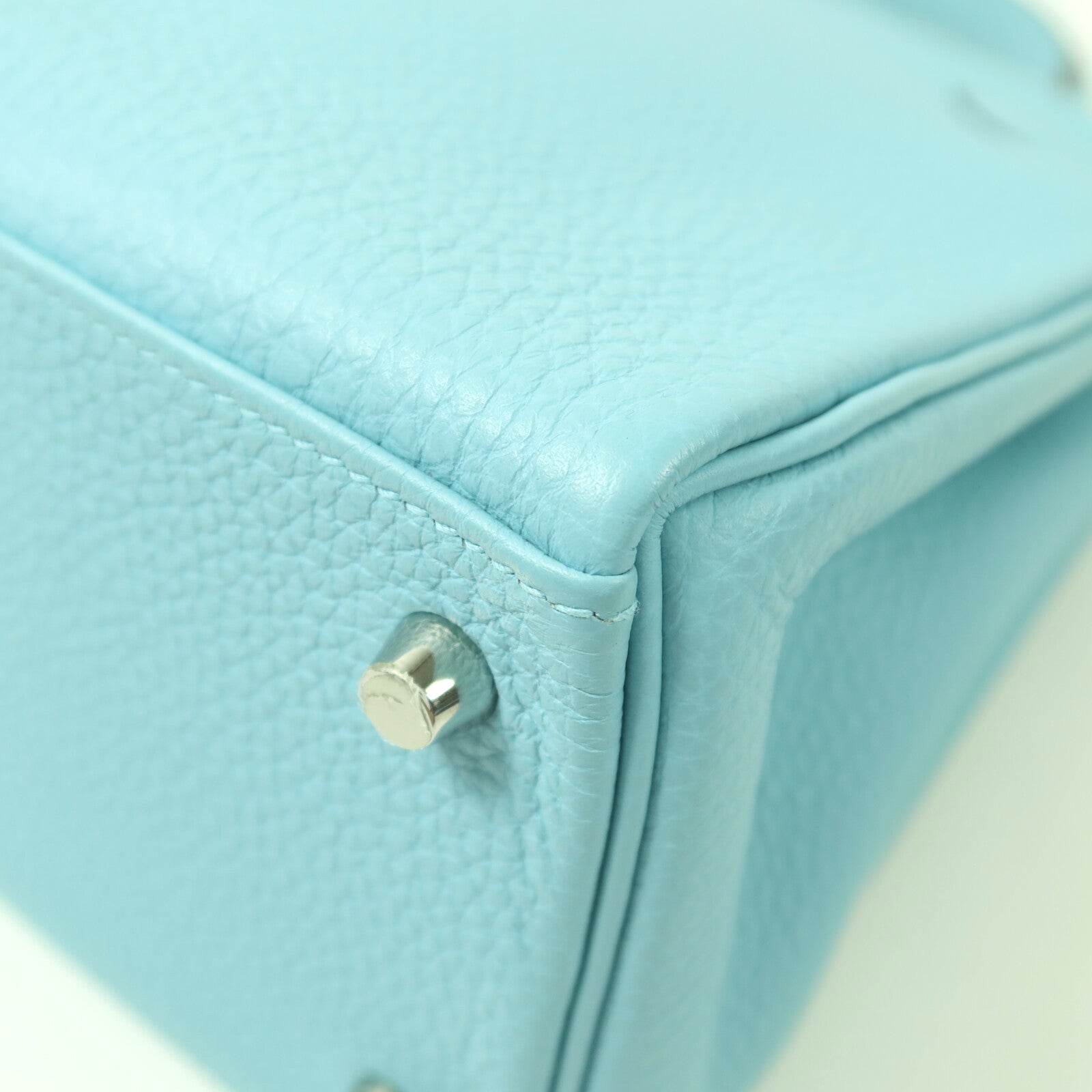 HERMES Togo皮革Kelly 28銀扣手挽肩背兩用袋Bleu Atoll