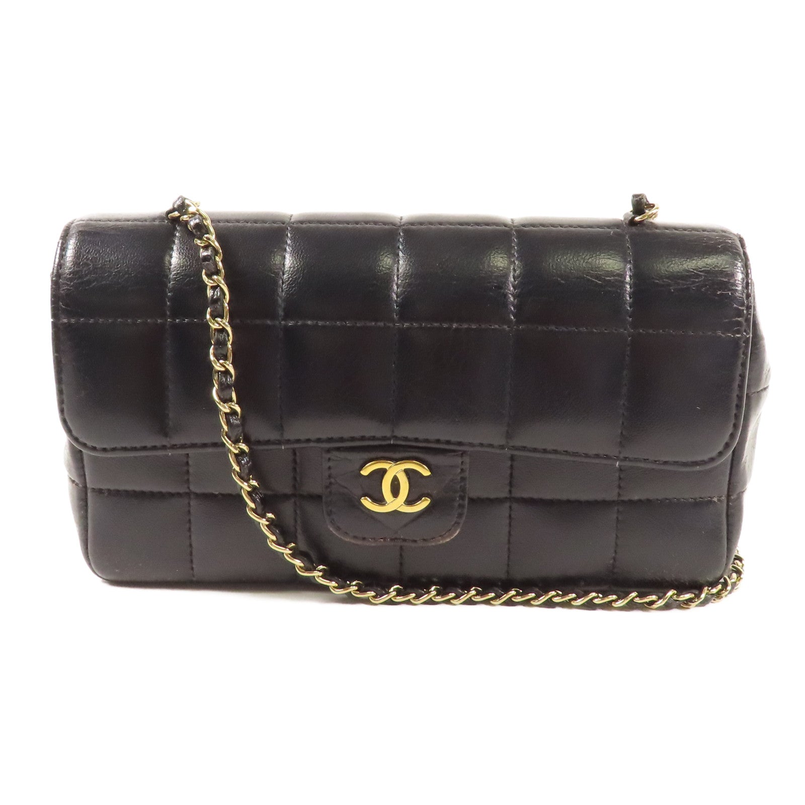 CHANEL 牛皮皮革Shoulder Bag金扣鏈帶肩背袋
