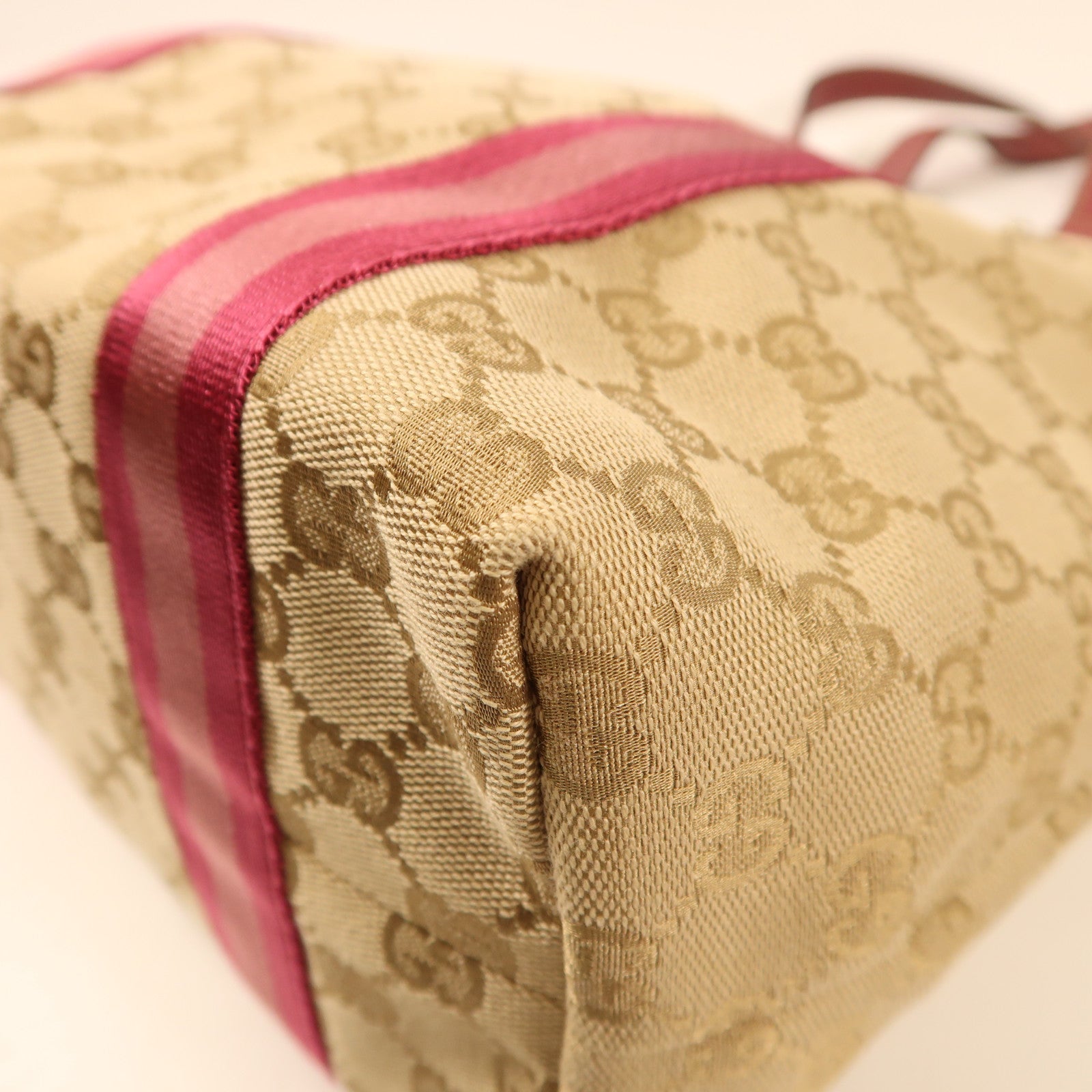 GUCCI 帆布Shoulder Tote金扣手挽袋啡色