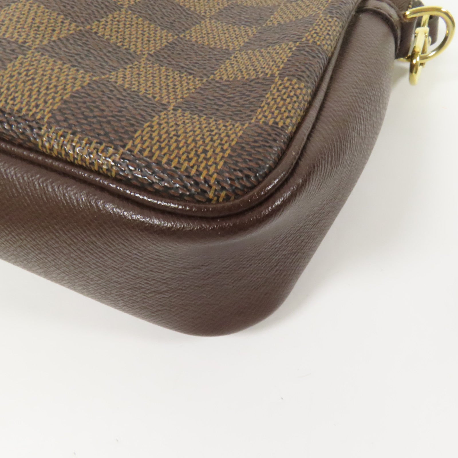LOUIS VUITTON Damier Trousse Makeup Accessory Pouch金扣手挽袋棕色