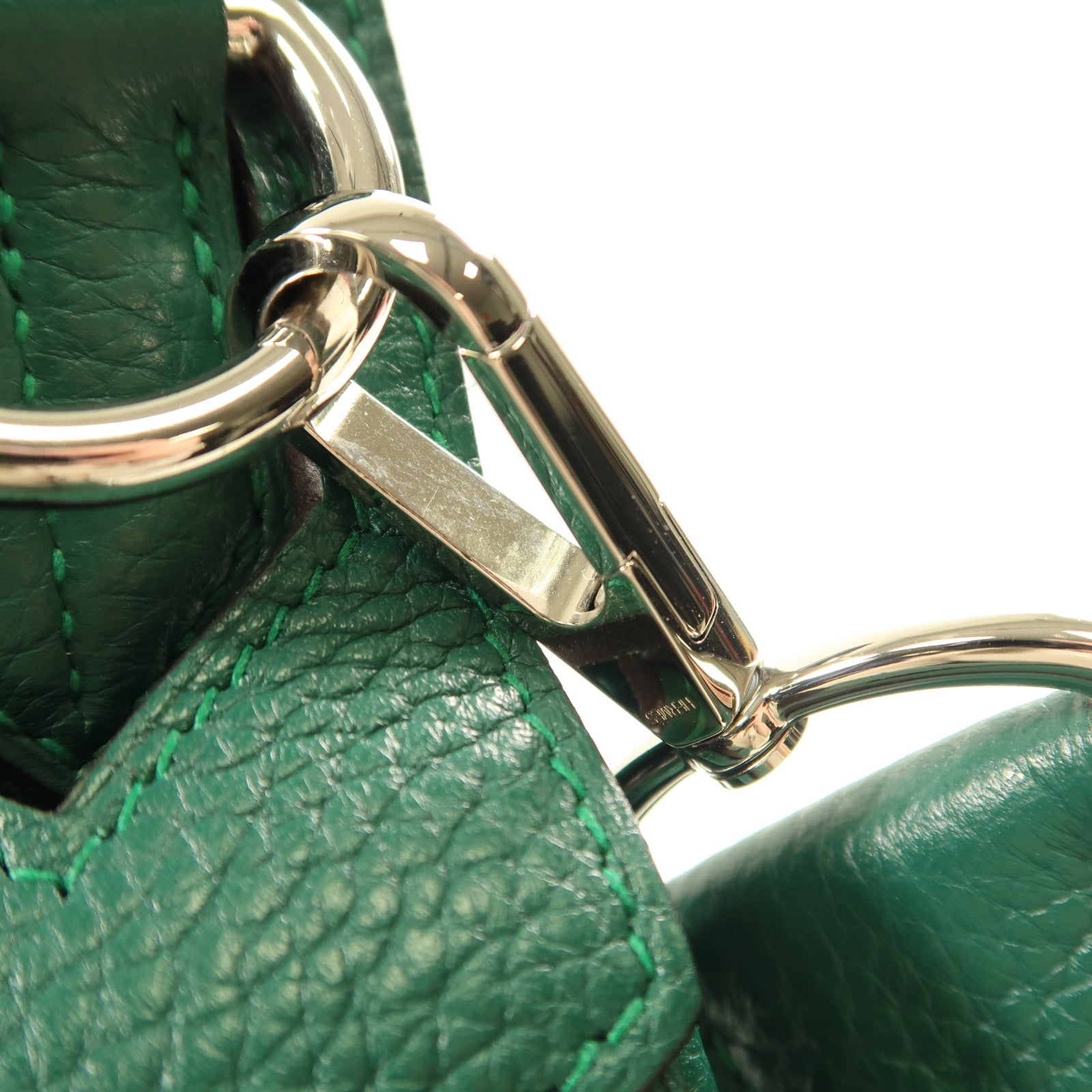 HERMES Togo皮革Jypsiere 34銀扣肩背袋Malachite孔雀綠
