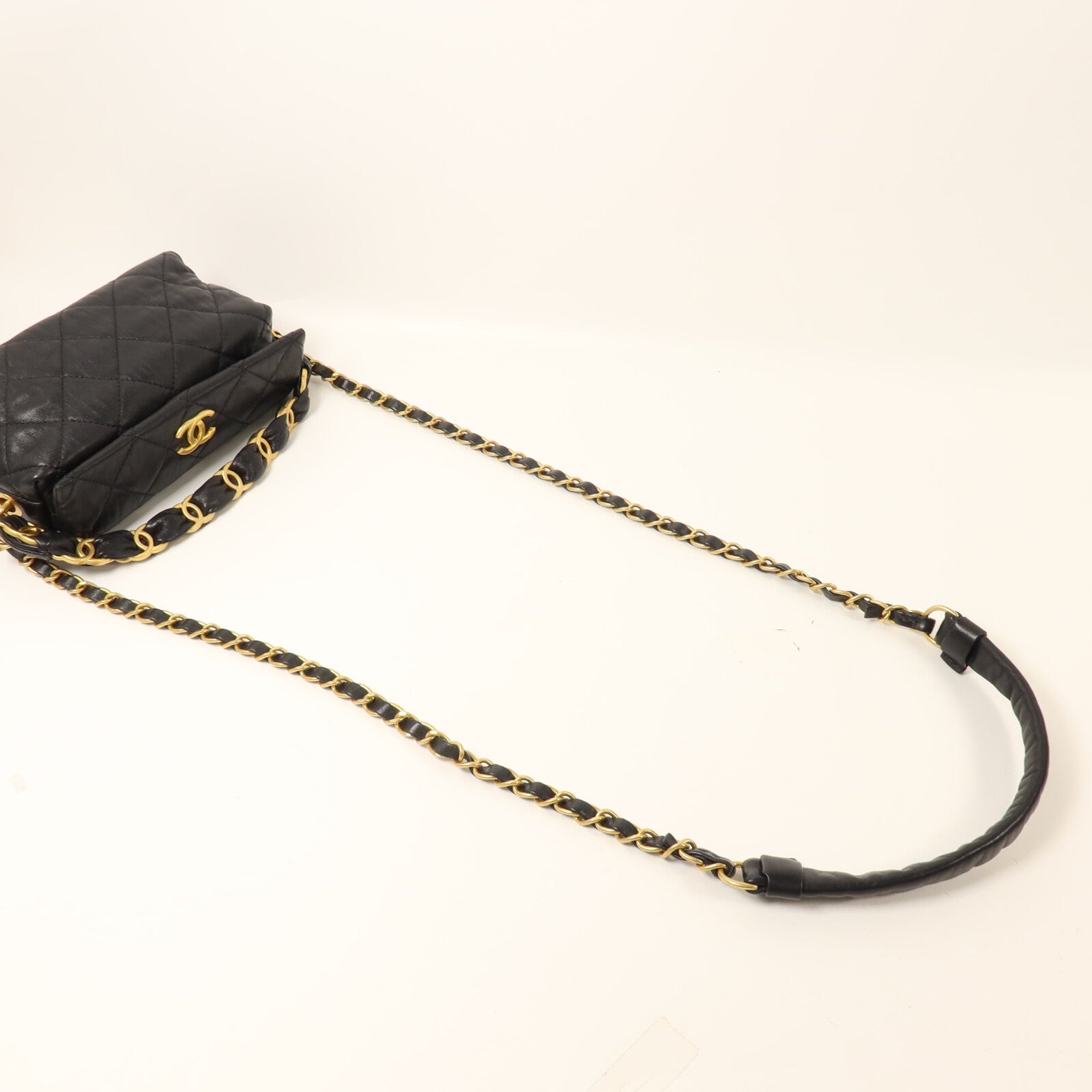 CHANEL 羊皮皮革Hobo Bag鏈帶手挽肩背兩用袋