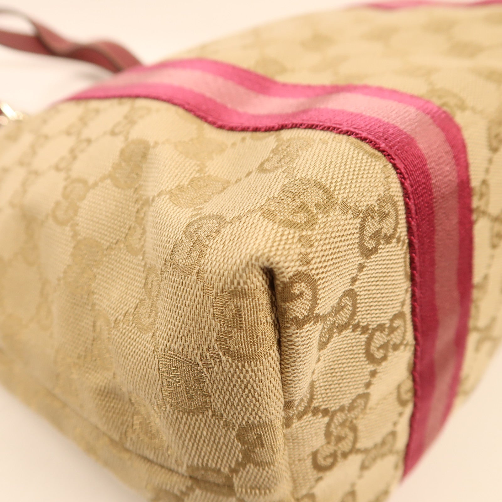 GUCCI 帆布Shoulder Tote金扣手挽袋啡色