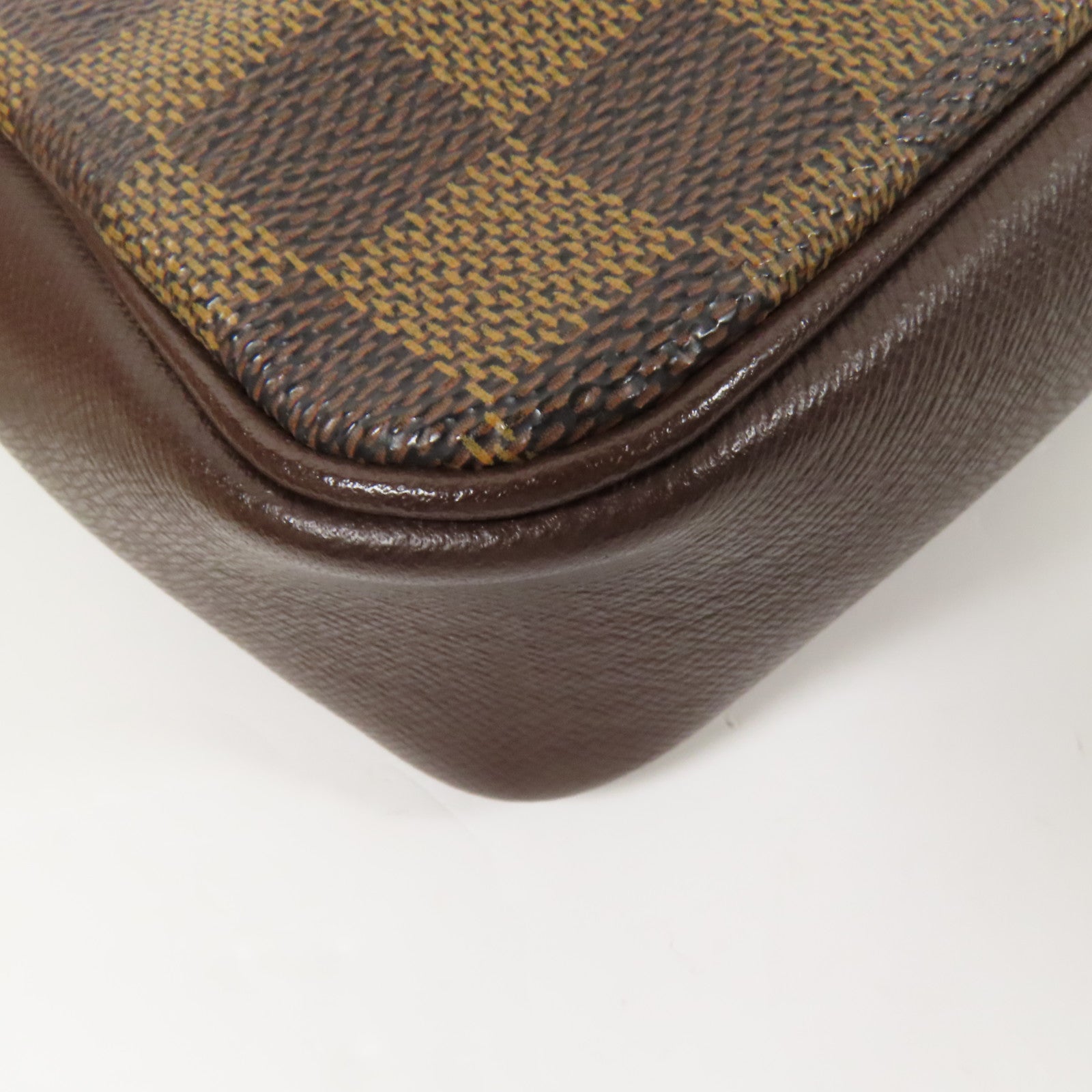 LOUIS VUITTON Damier Trousse Makeup Accessory Pouch金扣手挽袋棕色