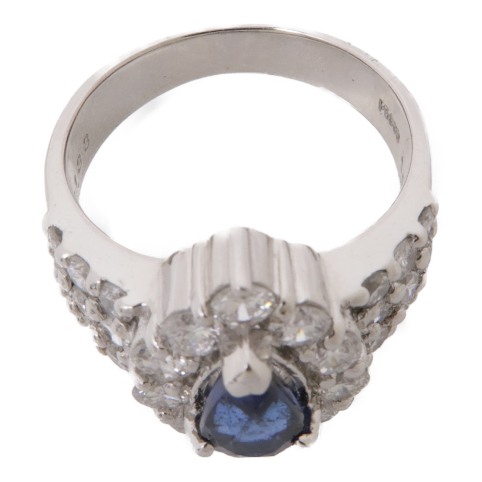 JEWELRY 【激減優惠】PT900鉑金Sapphire Ring藍寶石/鑽石戒指US#6